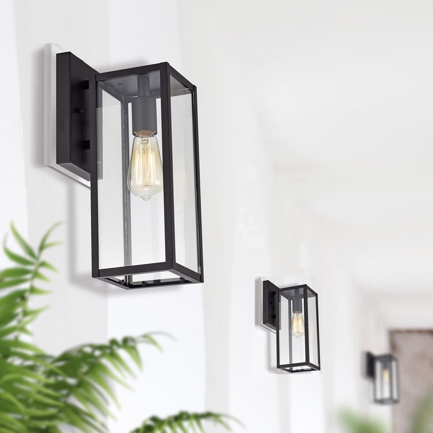 Flynama Wall Sconces 2-Pack 1-Light 13.8-in Black Dark Sky Outdoor Wall ...