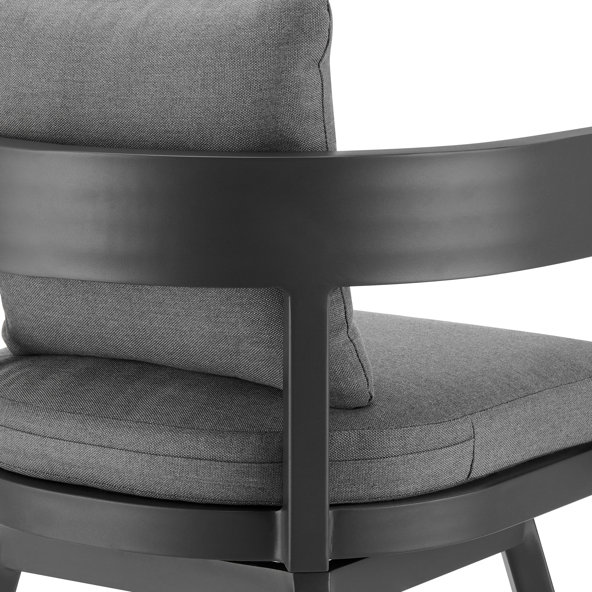 Gray Aluminum Swivel Bar Stool with Cushions