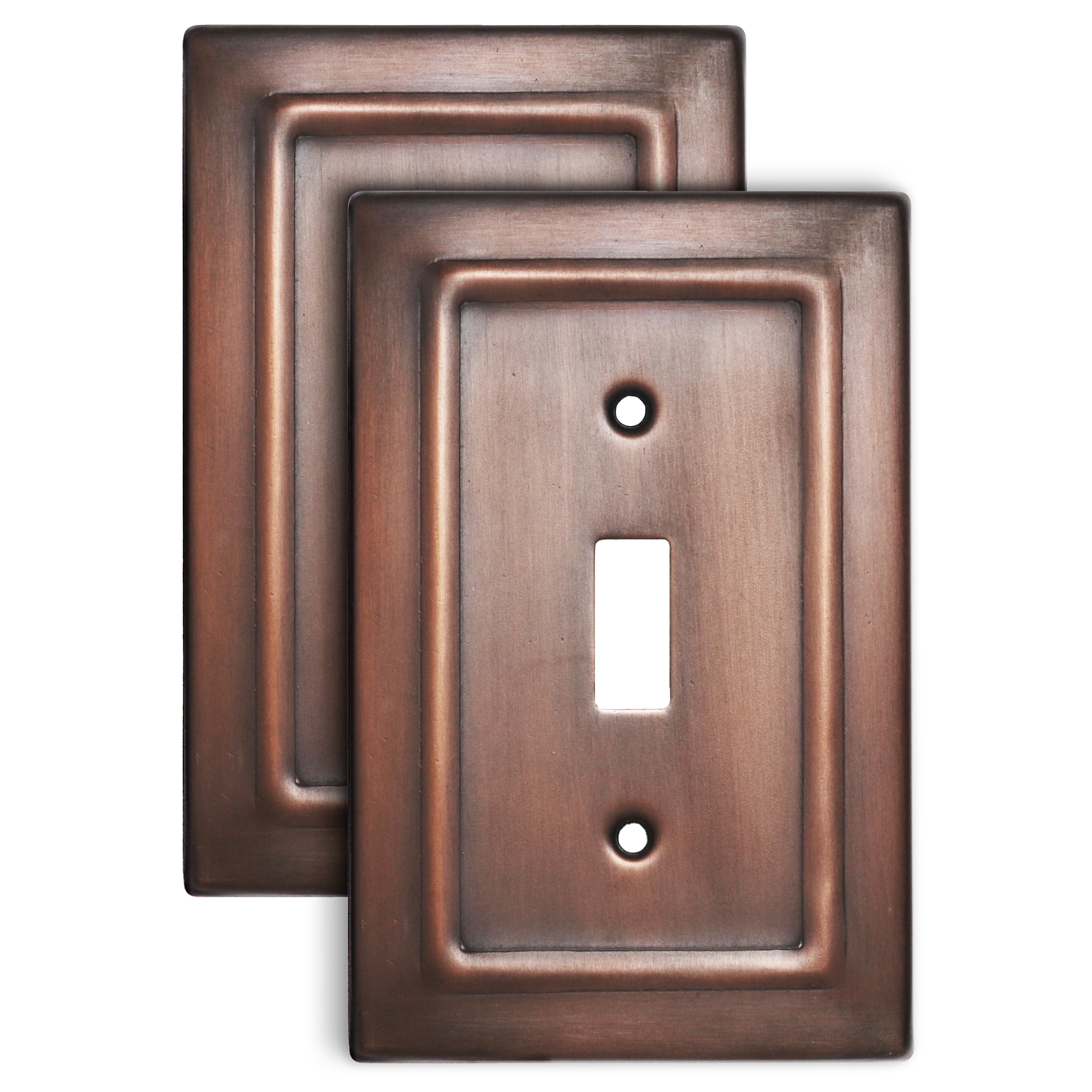 Monarch Abode 19651 Antique Copper Finish Architectural 1 -Gang Standard Size Copper Metal Indoor Toggle Wall Plate 2 -Pack