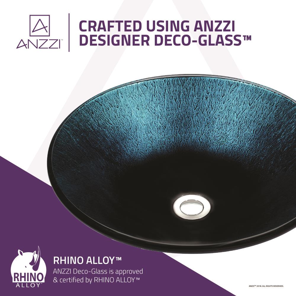 Marine Crest Blue and Black Glass Vessel Sink