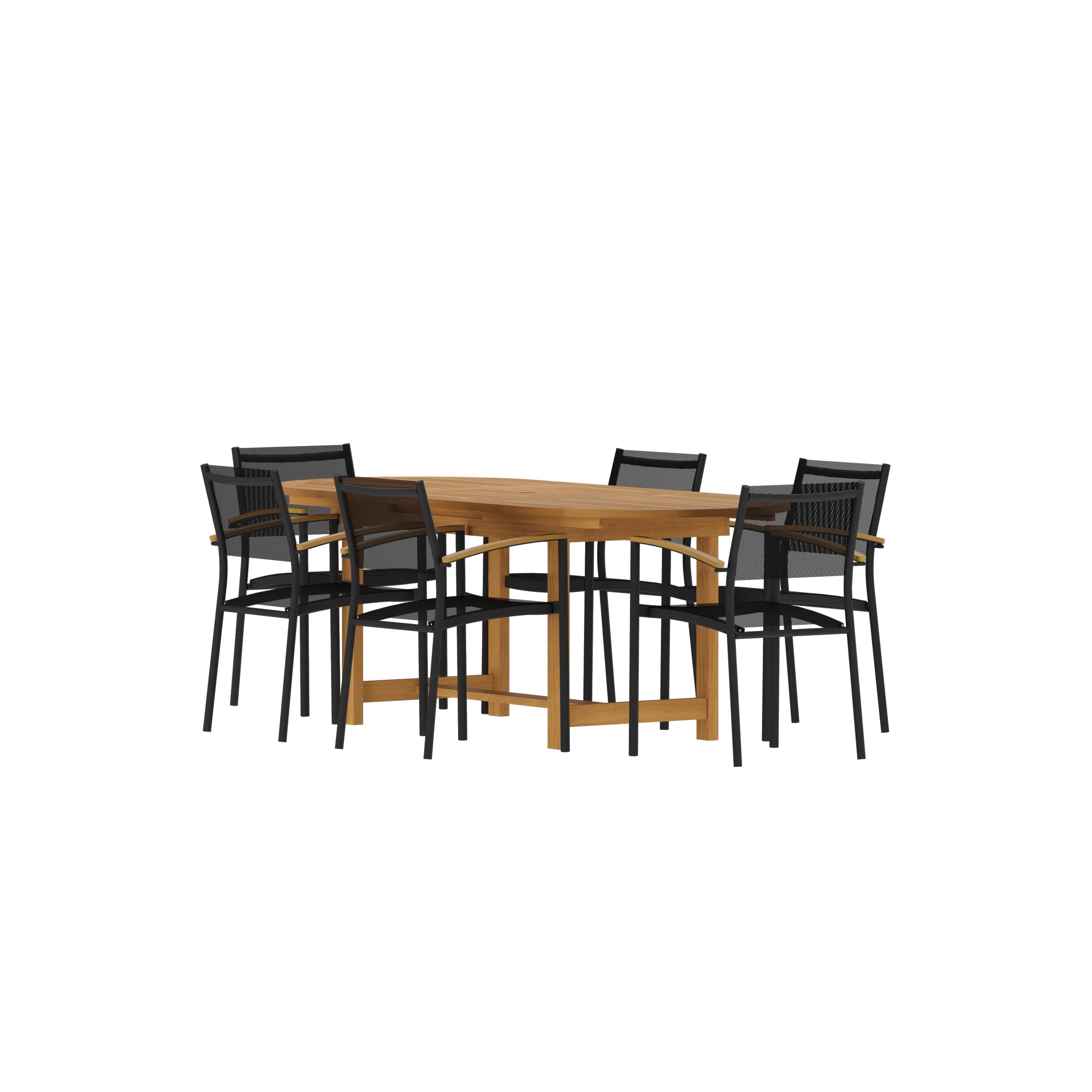 Amazonia BT360-T-6VERARM Urban Elements Mindoro Patio Dining Set for 6 – Perfect for Family and Friends - Modern and Stylish Dining Table with Chairs