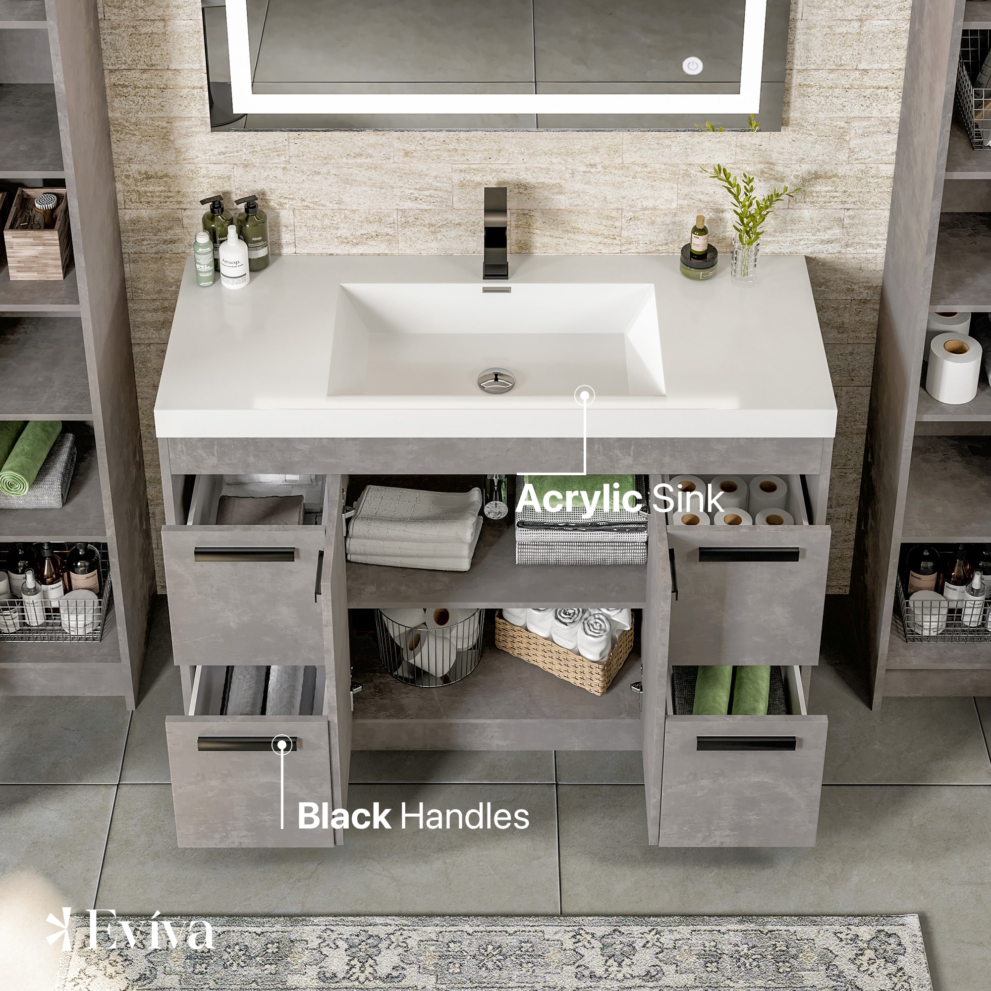 Eviva EVVN1000-8-42CGR Bath-Vanity-Combo - View #3