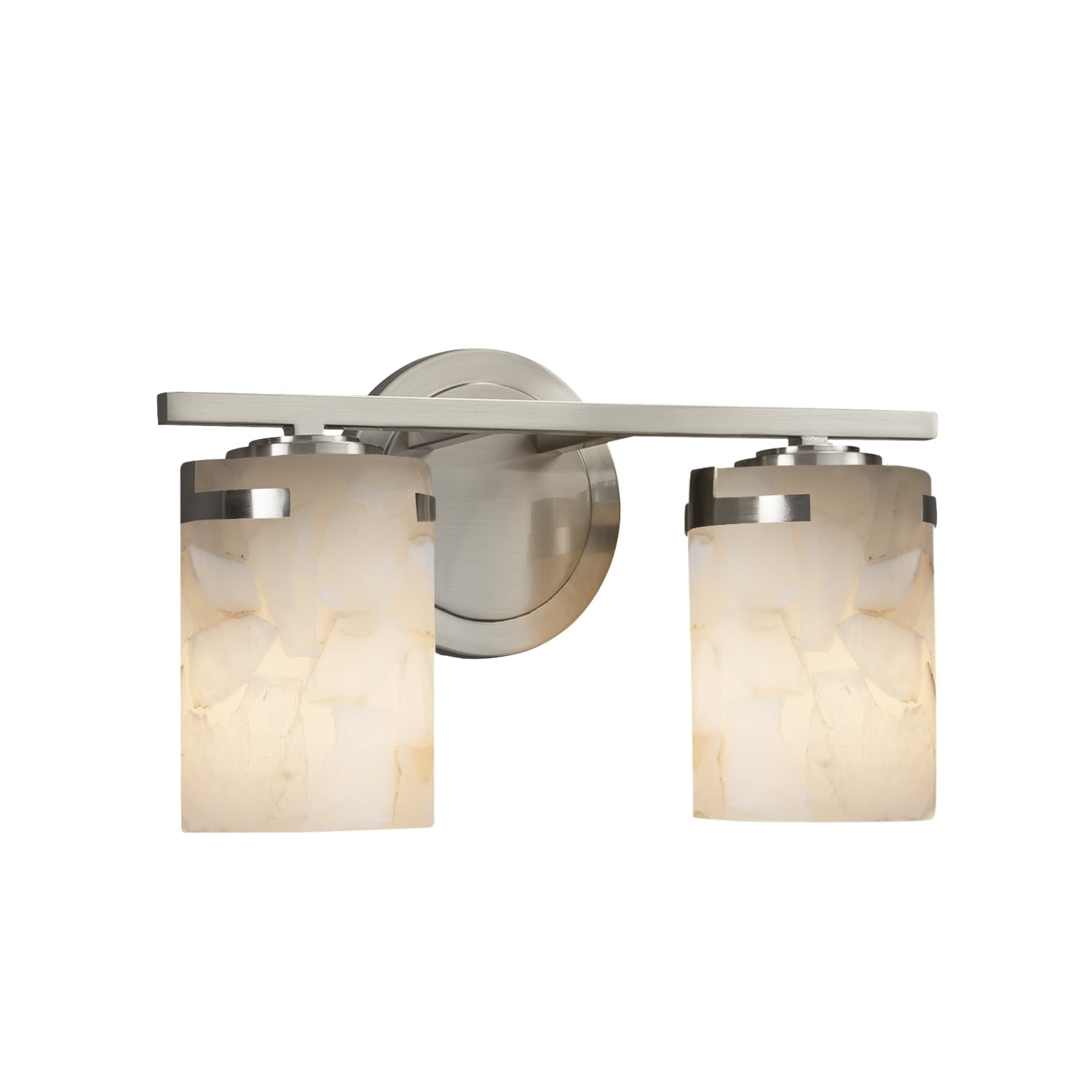 Justice Design Group ALR-8452-10-NCKL Alabaster Rocks 13.75-in 2-Light Brushed Nickel Transitional Vanity Light