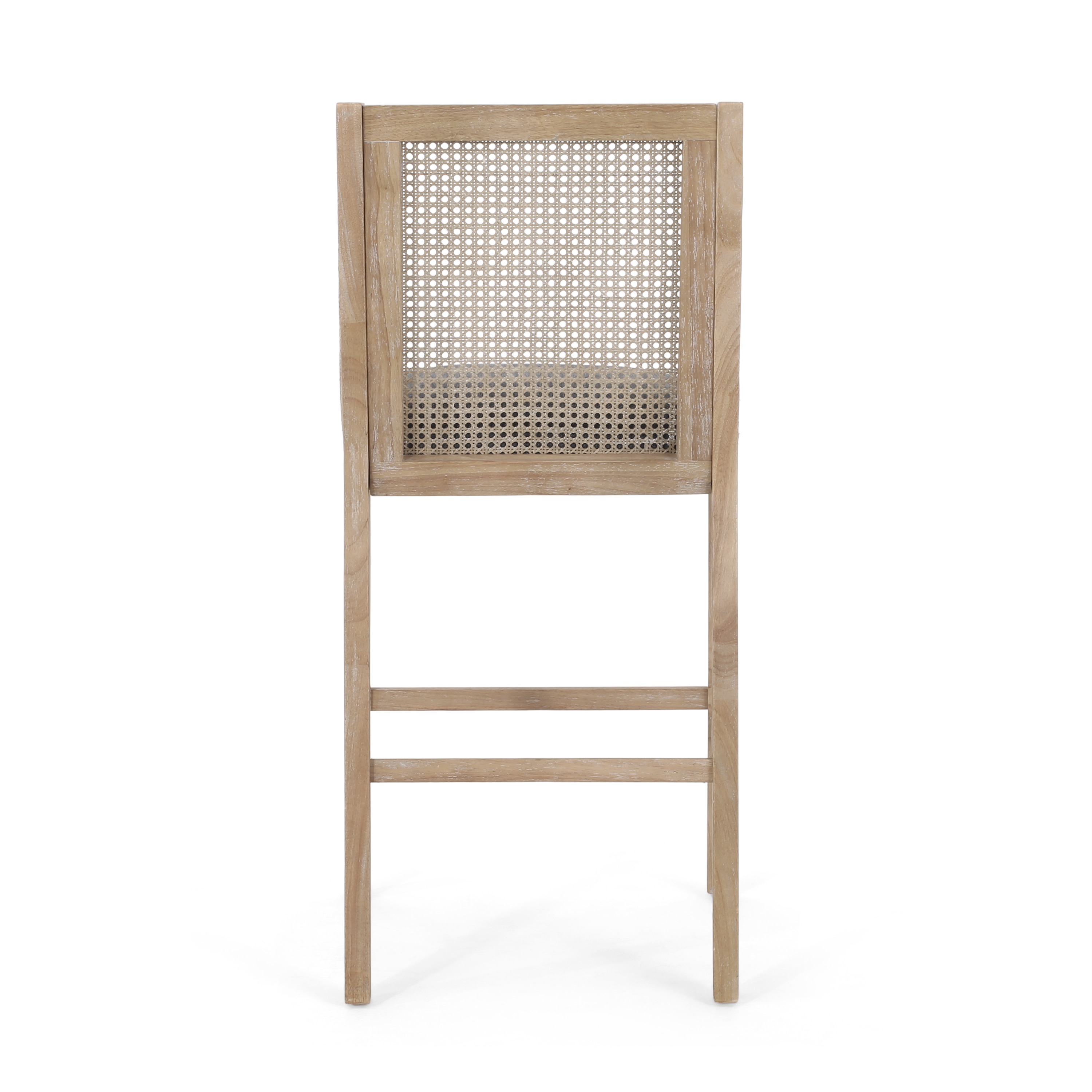 Charcoal and Natural Wood Cane Back 30" Barstools, Set of 2