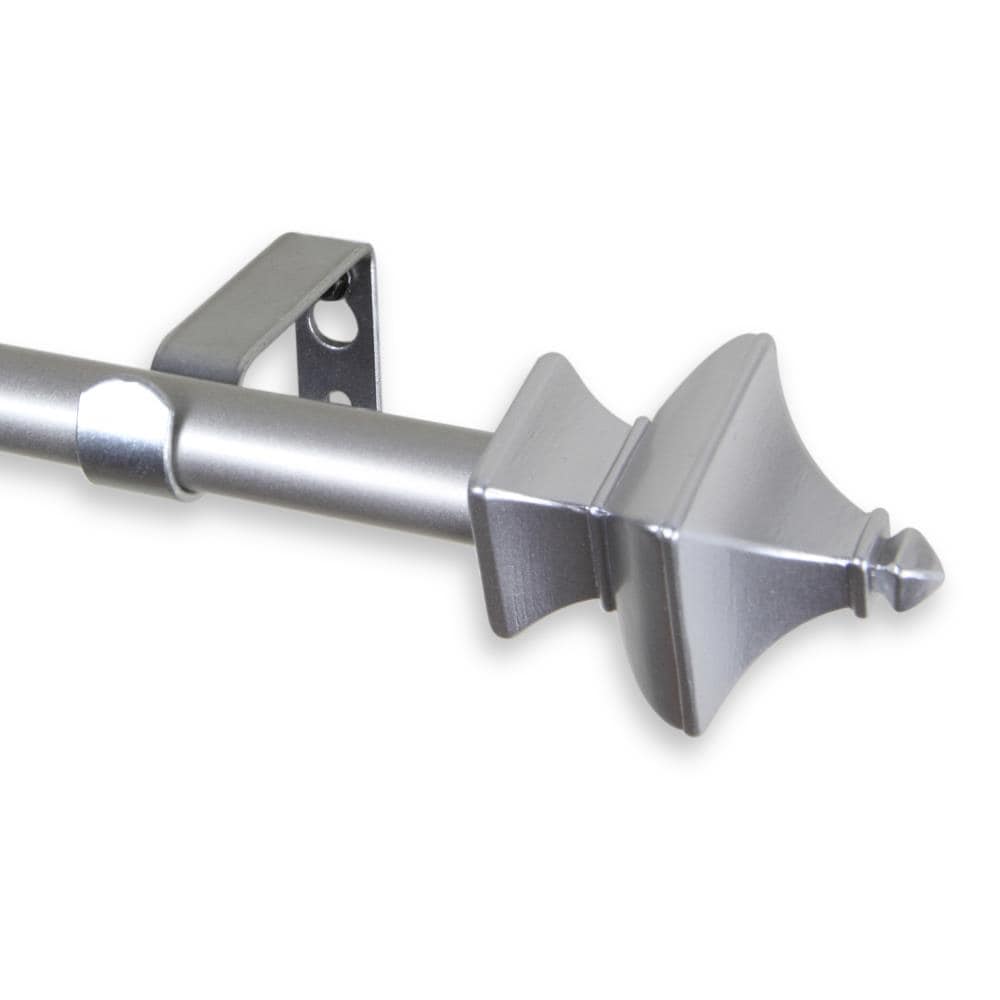 Hart & Harlow L5714-485 5/8-in Geoffrey 48-in to 84-in Satin nickel Steel Single curtain rod with Finials