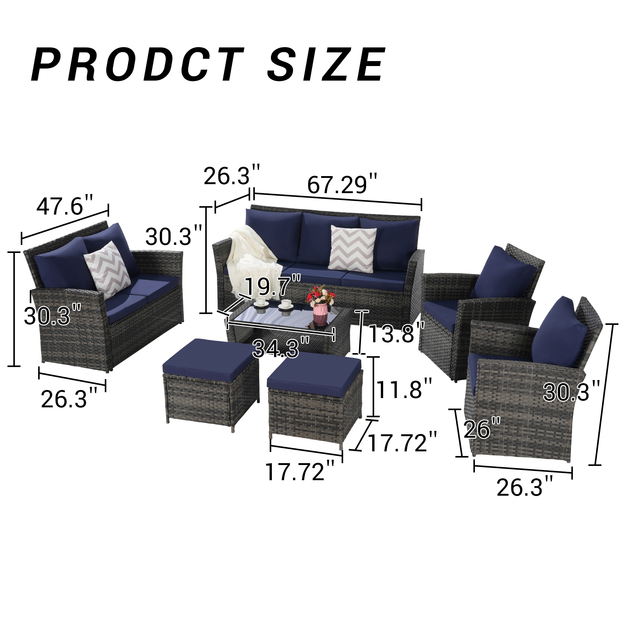 SINOFURN SYA020386BK Patio-Conversation-Sets - View #3