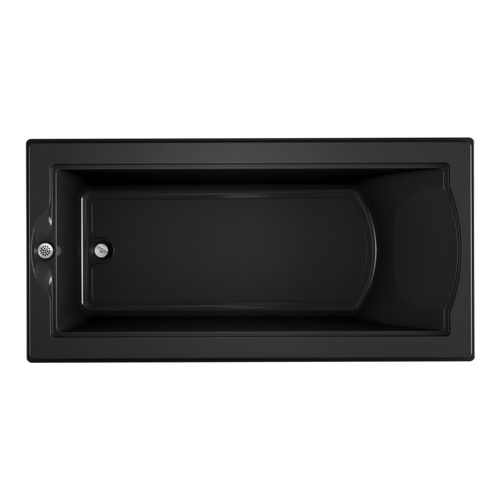 Jacuzzi KK00917 FUZION 35.4-in x 70.7-in Black Acrylic Rectangular Drop-in Soaking Bathtub with Drain ( Reversible Drain )