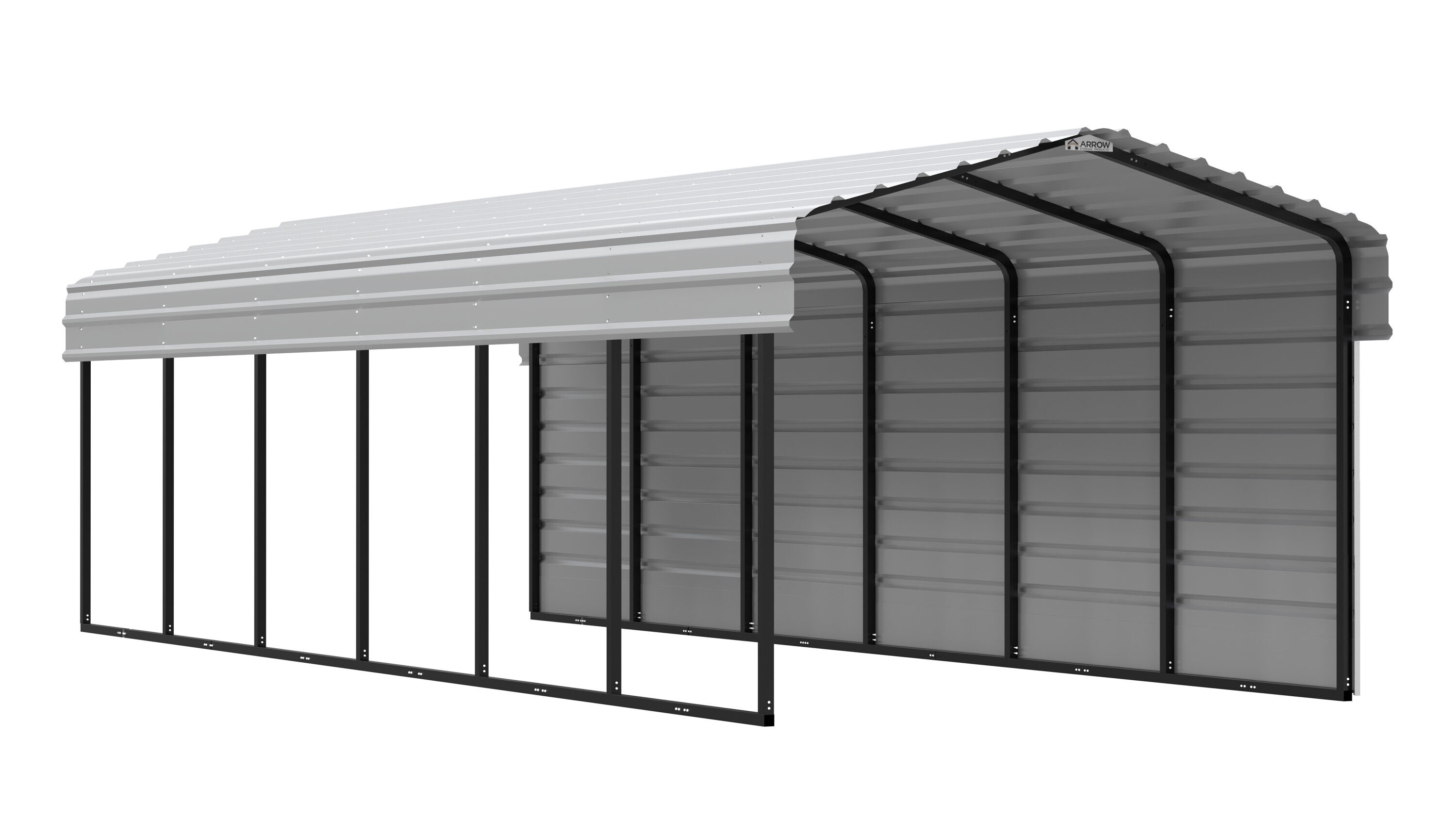 Arrow CPH102907ECL1 10-ft W x 29-ft L x 7-ft H Eggshell with 1 Side Wall Kit Metal Carport with Metal Roof
