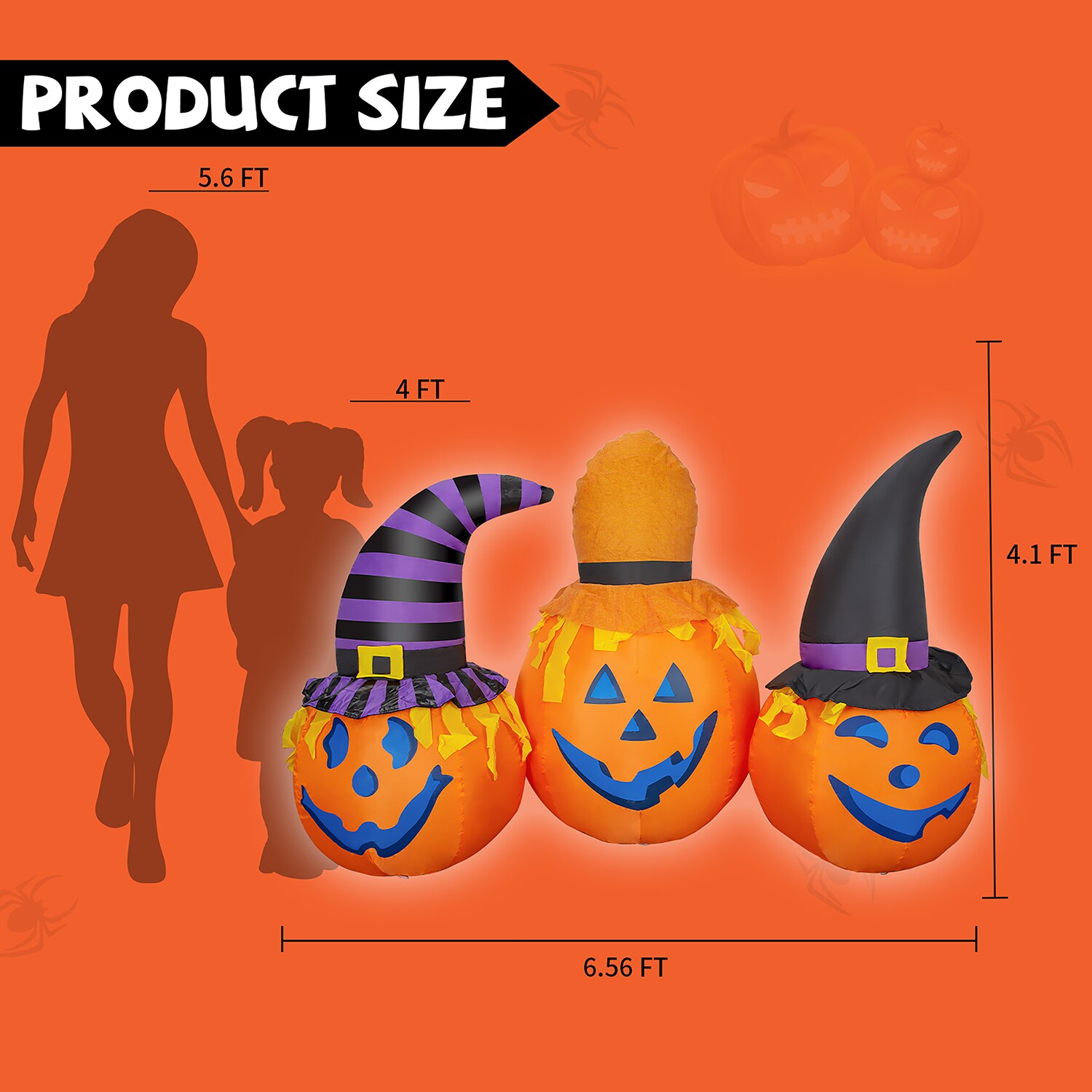 GOOSH 6.56-ft Lighted Halloween Inflatable Pumpkin Combo With Wizard ...