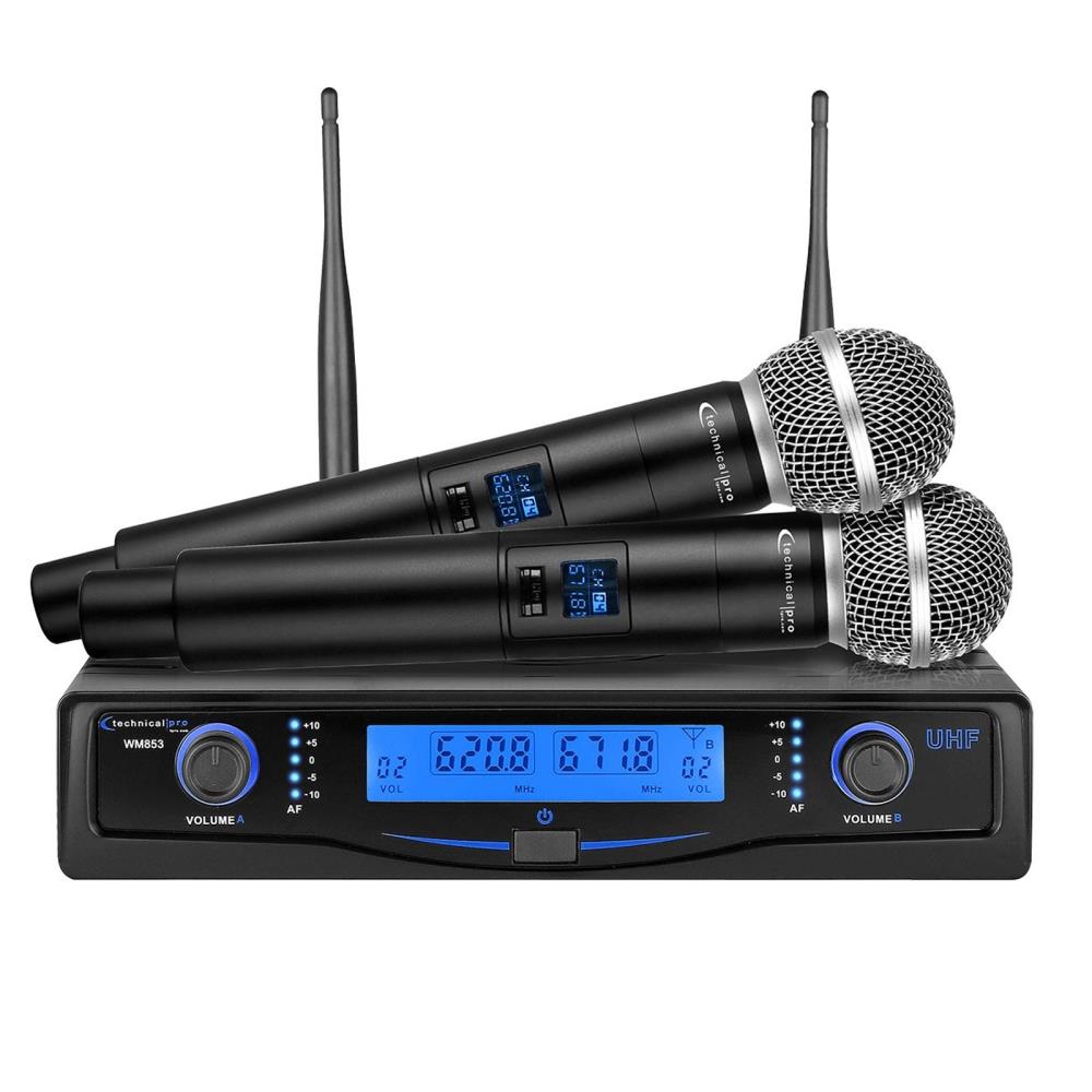 Technical Pro Portable Black PA System with Cordless Microphones