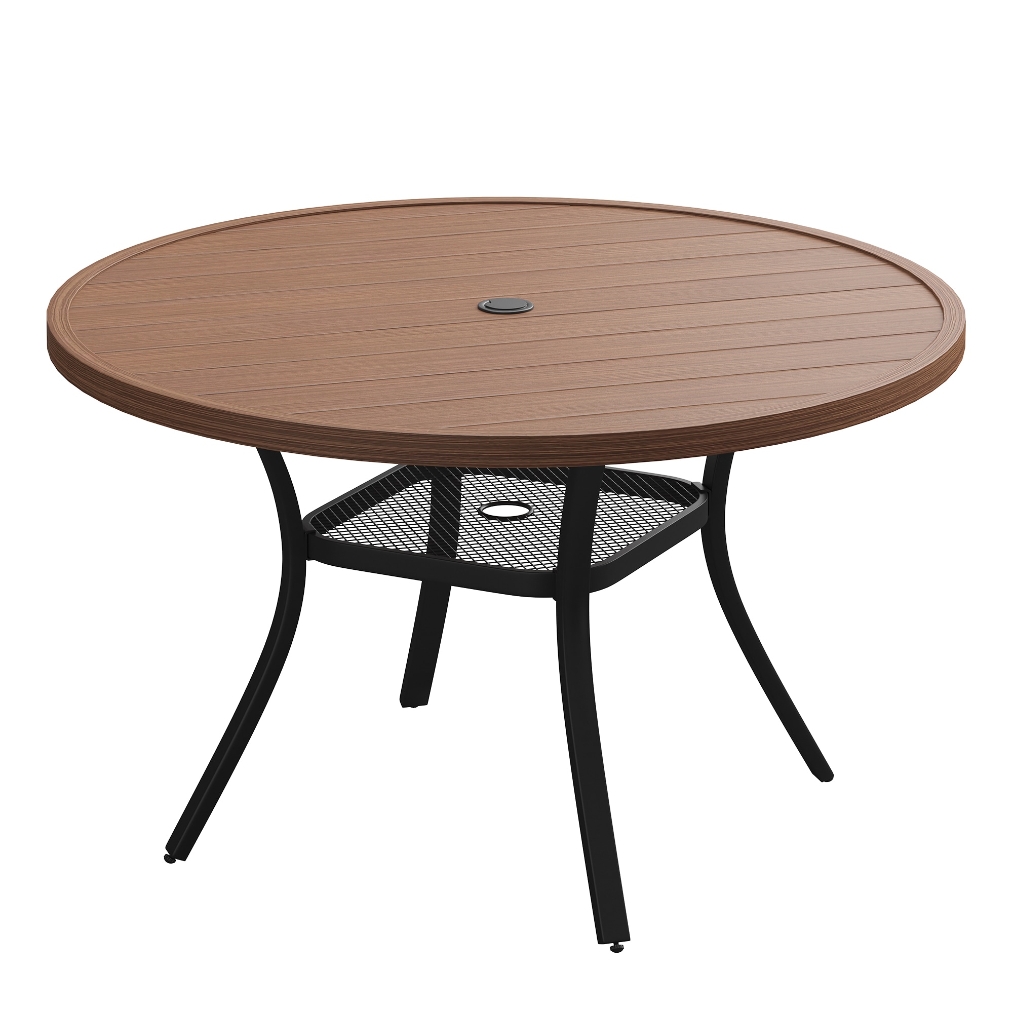 VICLLAX Patio Table Round Outdoor Dining Table 47.2-in W x 47.2-in L with Umbrella Hole