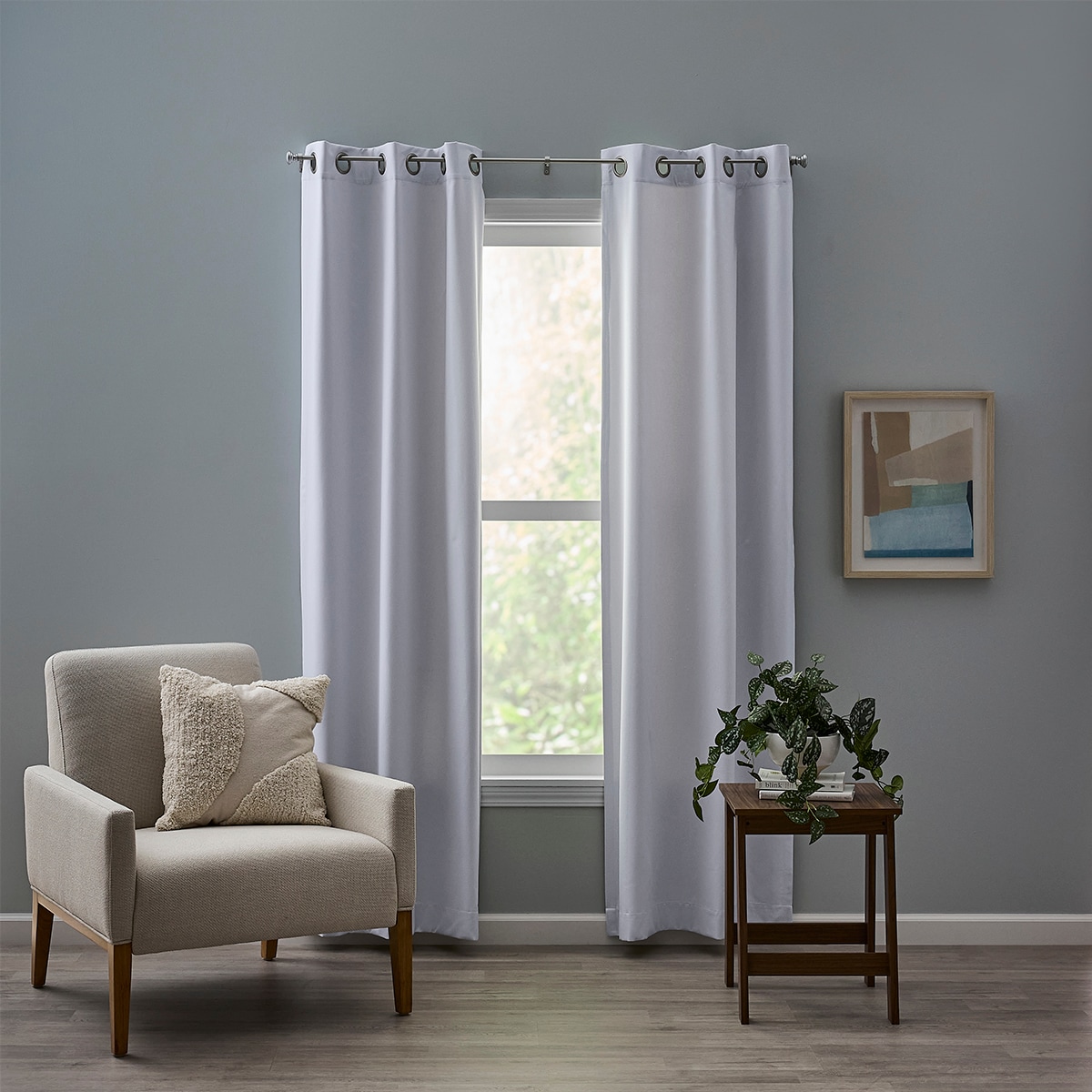 Style Selections YG2024106-4 84-in Brilliant White Room darkening Grommet Curtain panel pair