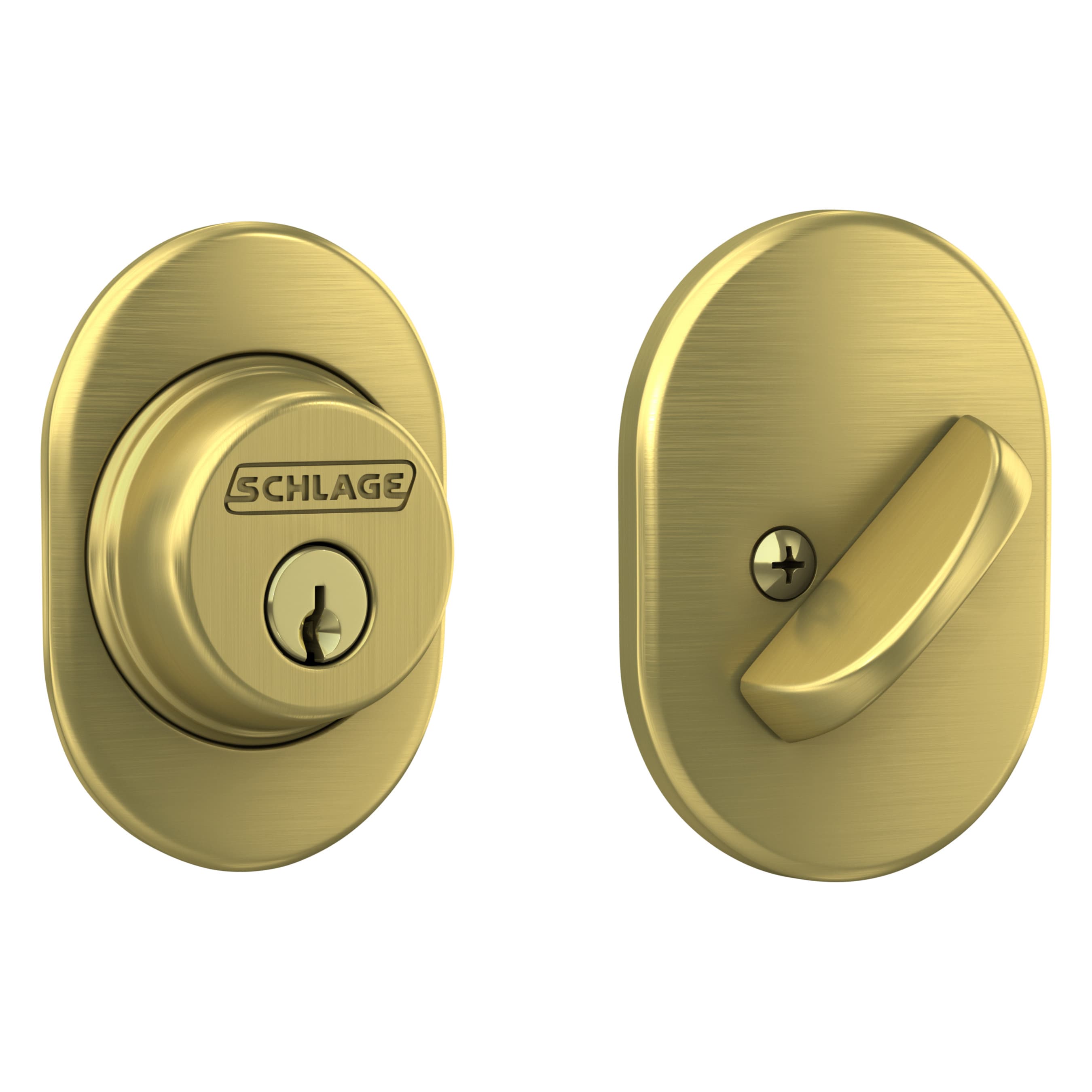 Schlage B60 RMN 608 Remsen Satin Brass Single Cylinder Deadbolt
