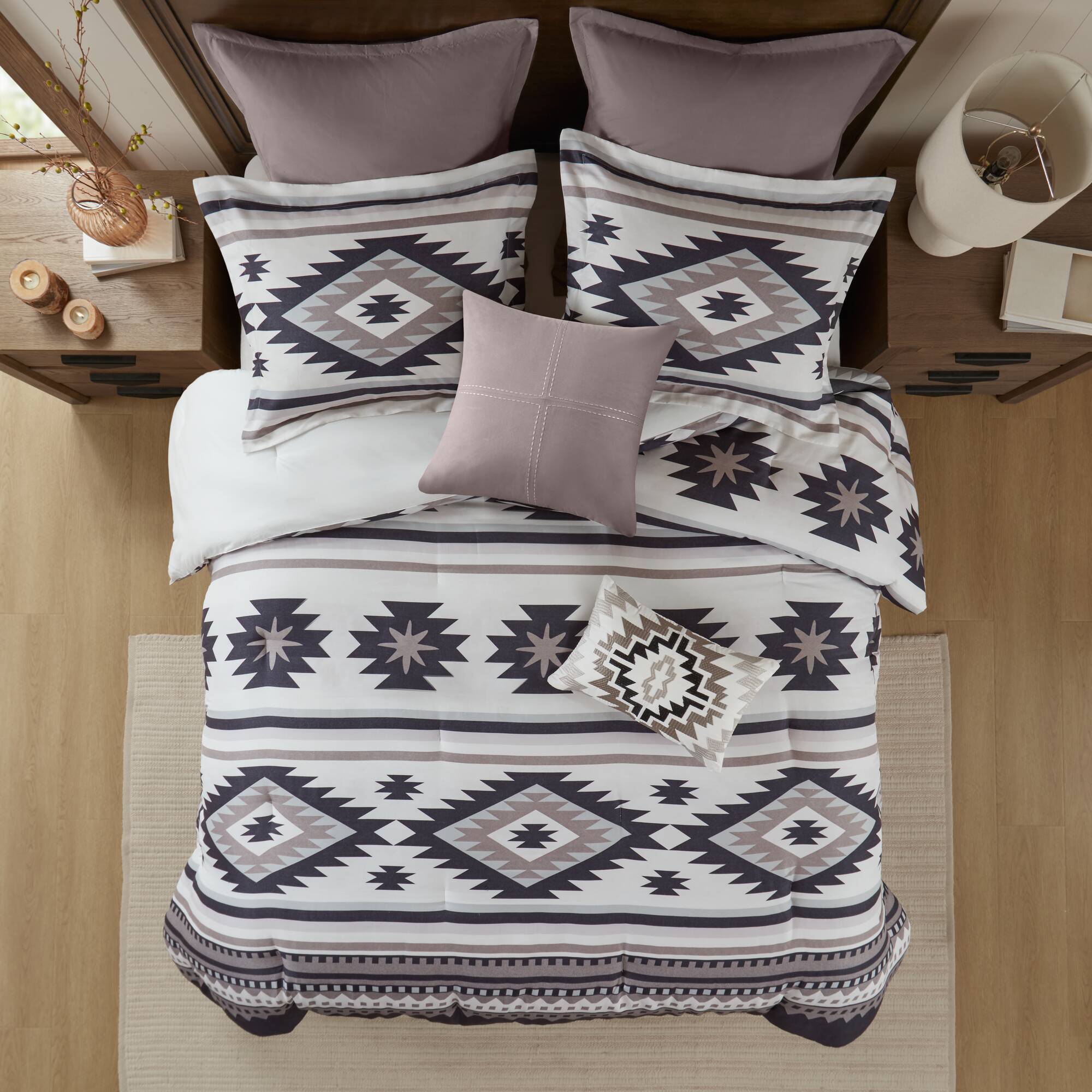 Roomfitters  8Piece King Southwestern Comforter Bedding Set with Bedskirt Shams and Decorative Pillows Multi