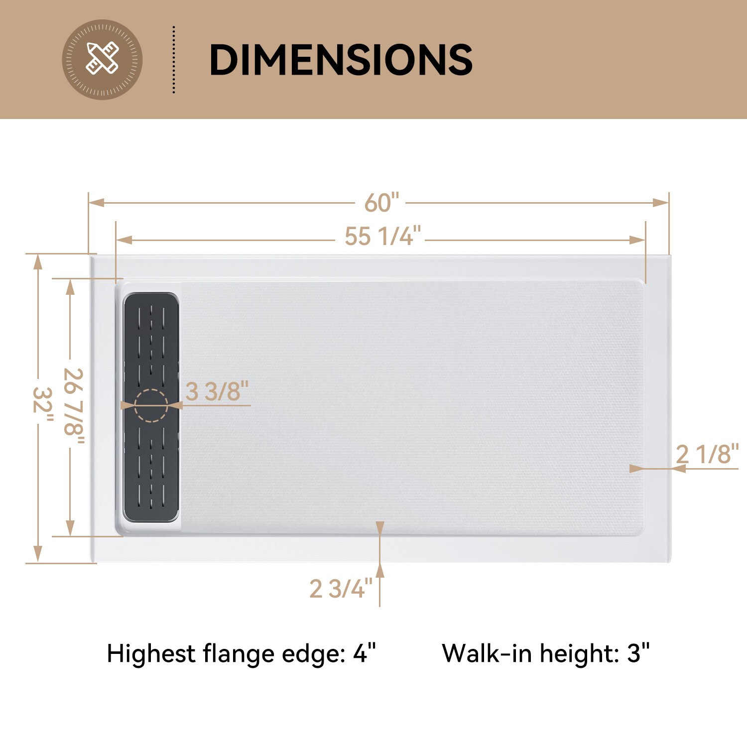 HOROW SP6032-MB-L Shower-Floors - View #13