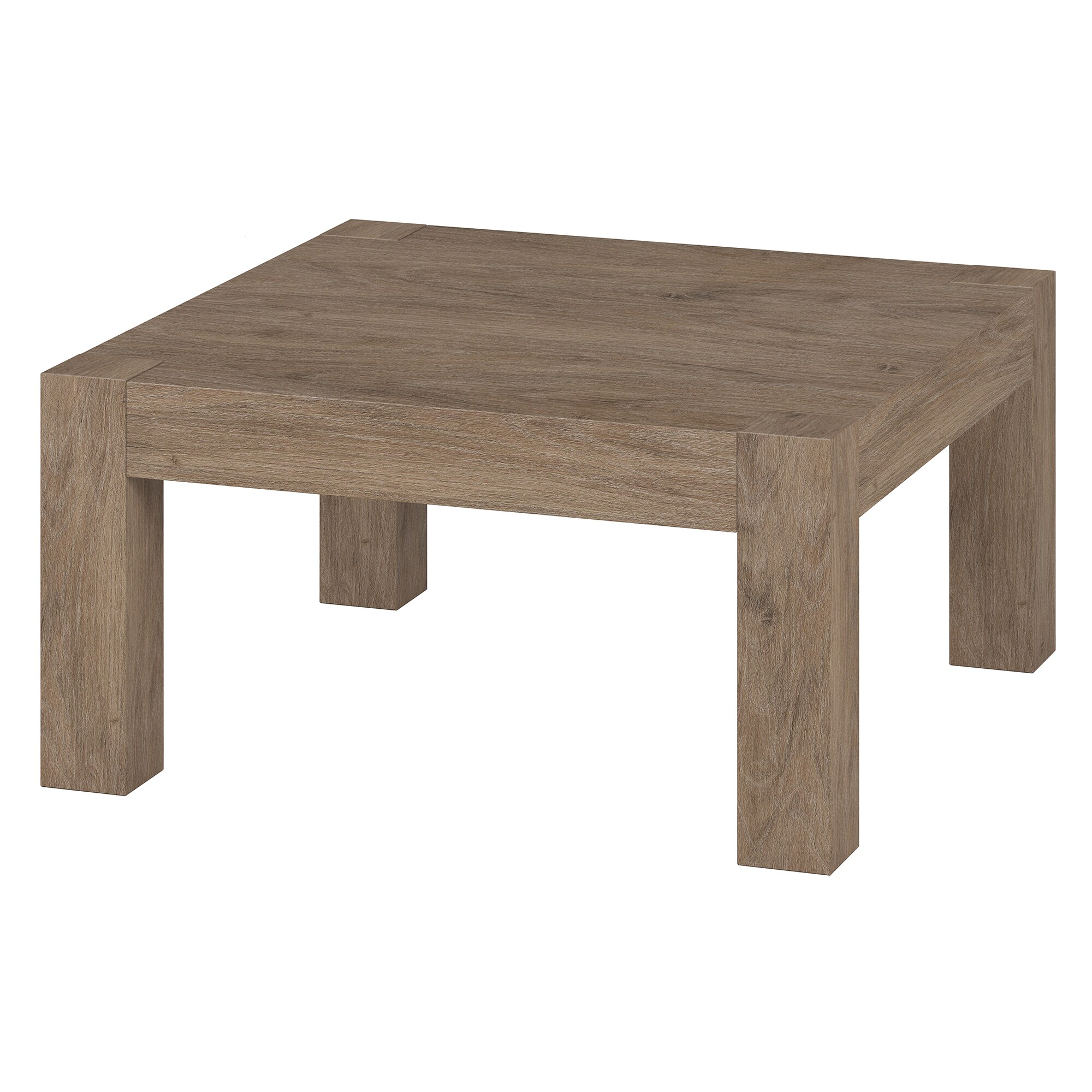 Antiqued Gray Oak Square MDF Coffee Table, 34 Inch