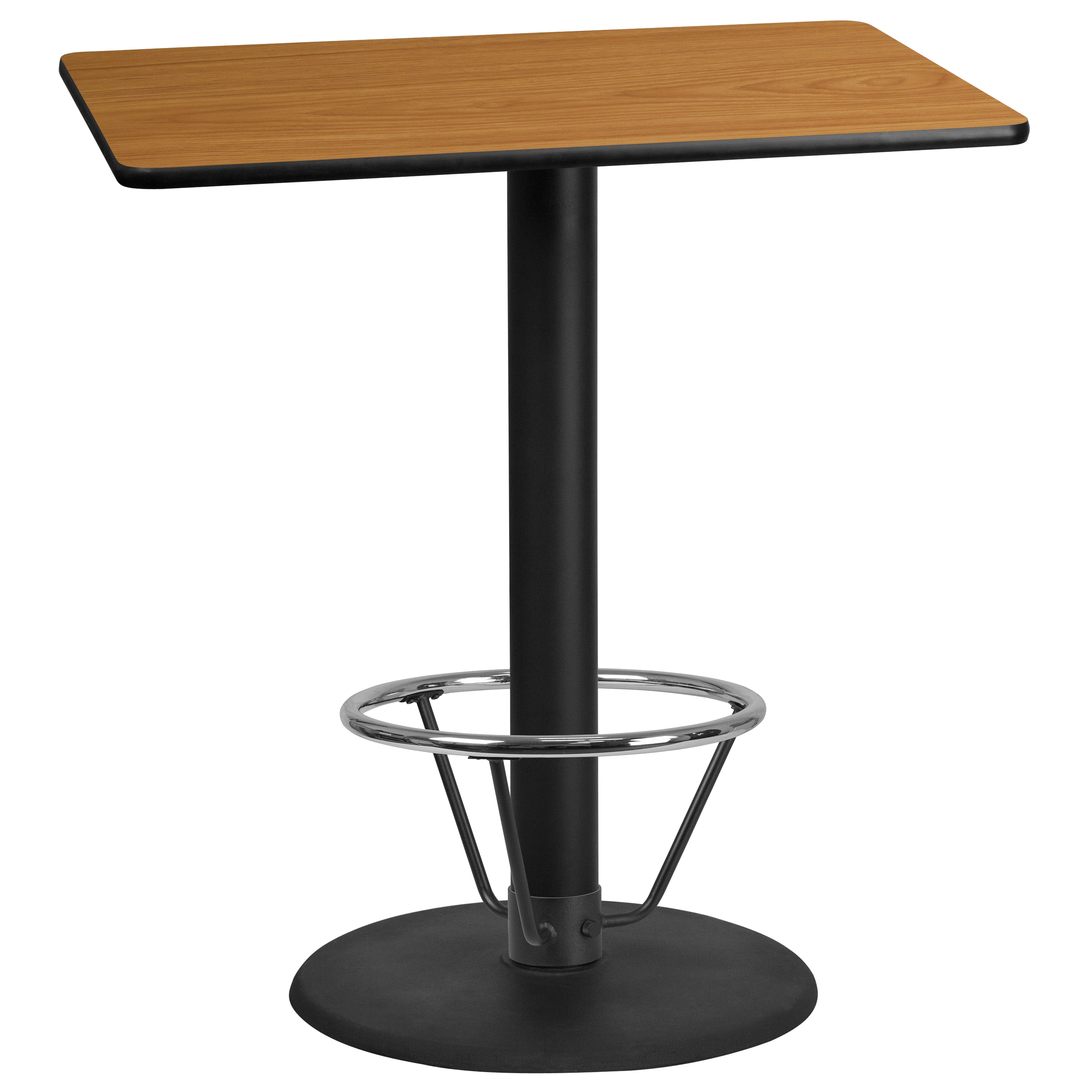 Flash Furniture 889142218067 Natural Contemporary/Modern Bar Table, Wood veneer with Black Metal Pedestal Base 42-Inches L x 43.13-Inches H