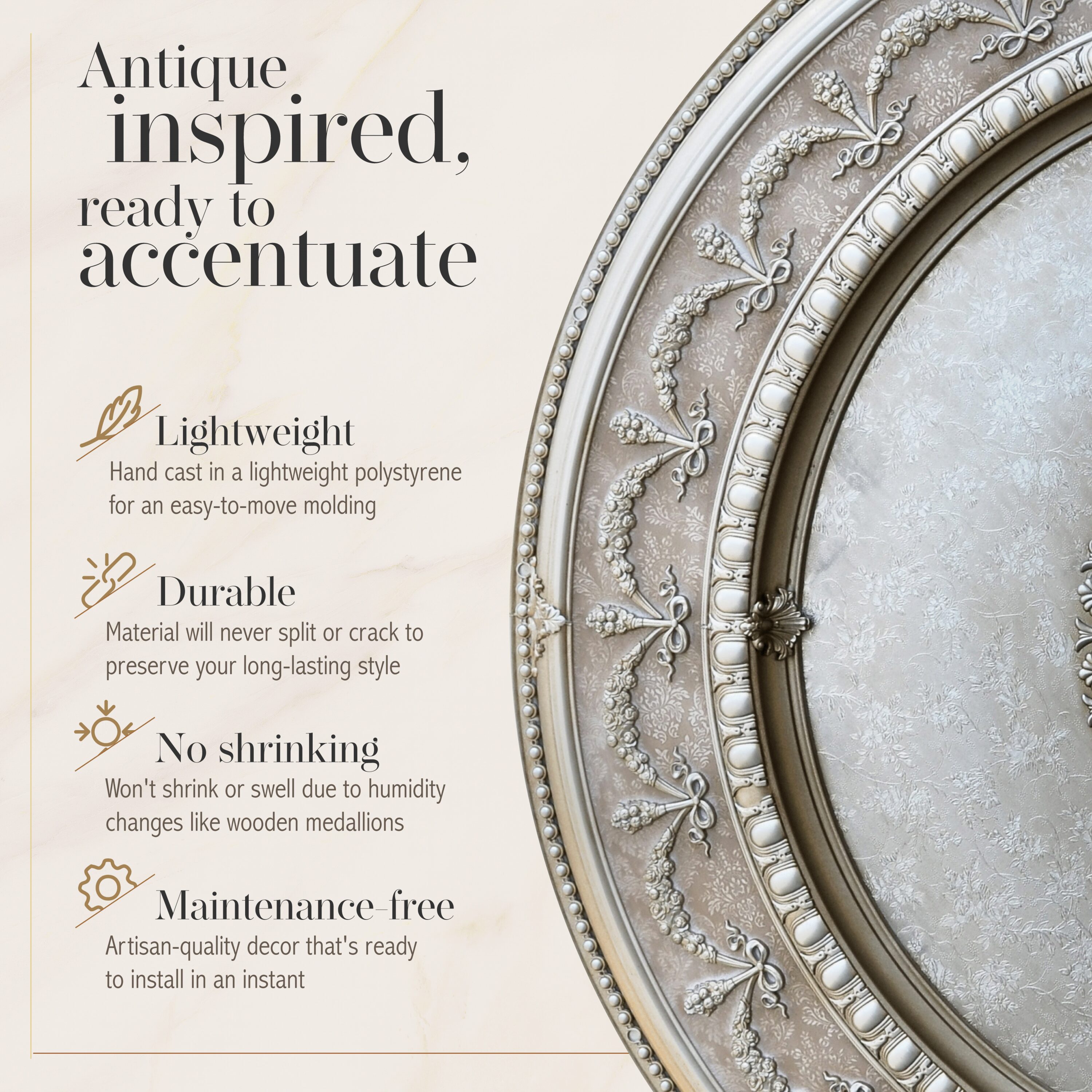 Champagne Silver and Gold 63" Round Ceiling Medallion