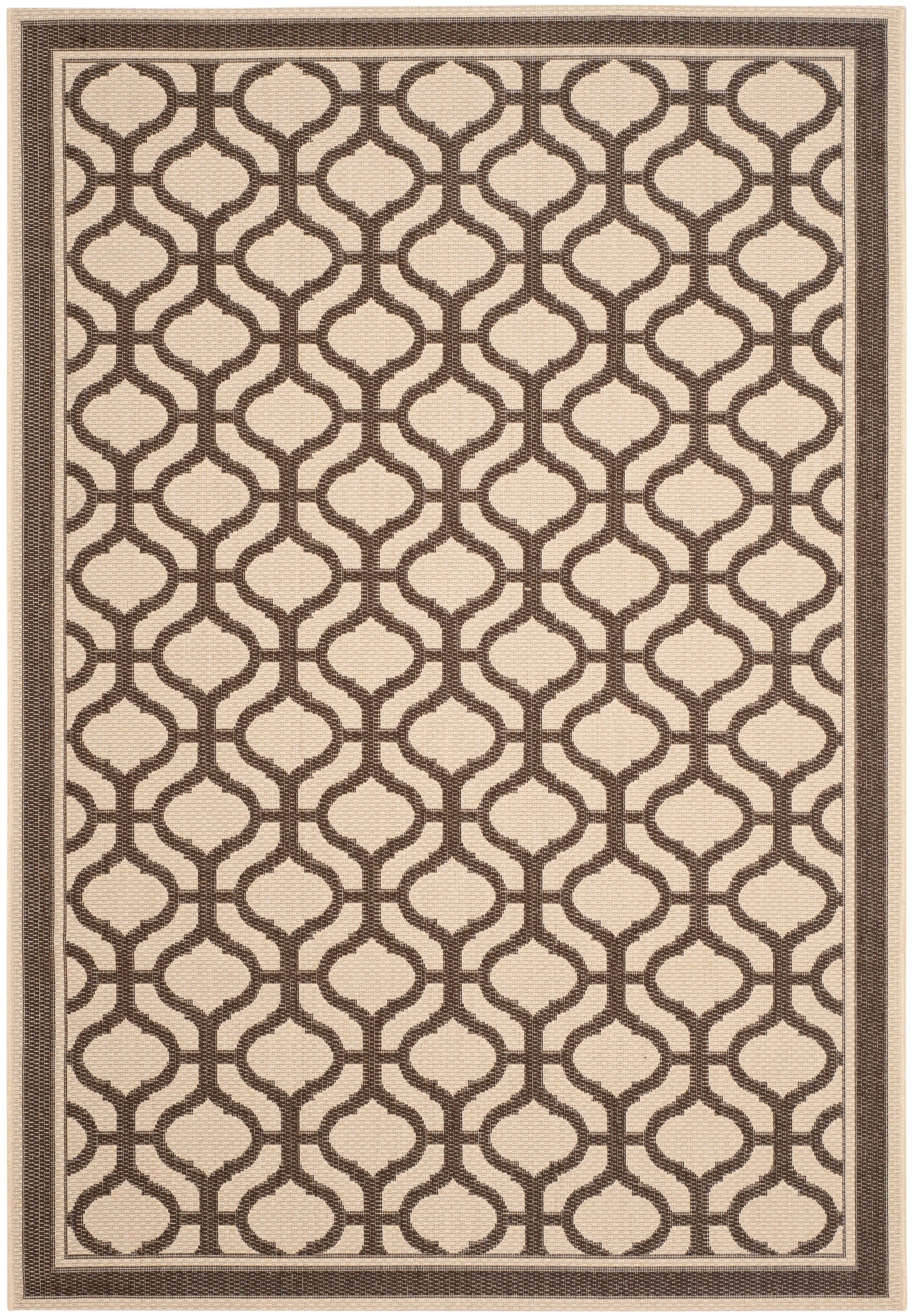 Martha Stewart MSR4255-50-6 Tangier 7 x 10 (ft) Loomed Polypropylene Cream/Chocolate Rectangular Indoor Abstract Coastal Area rug