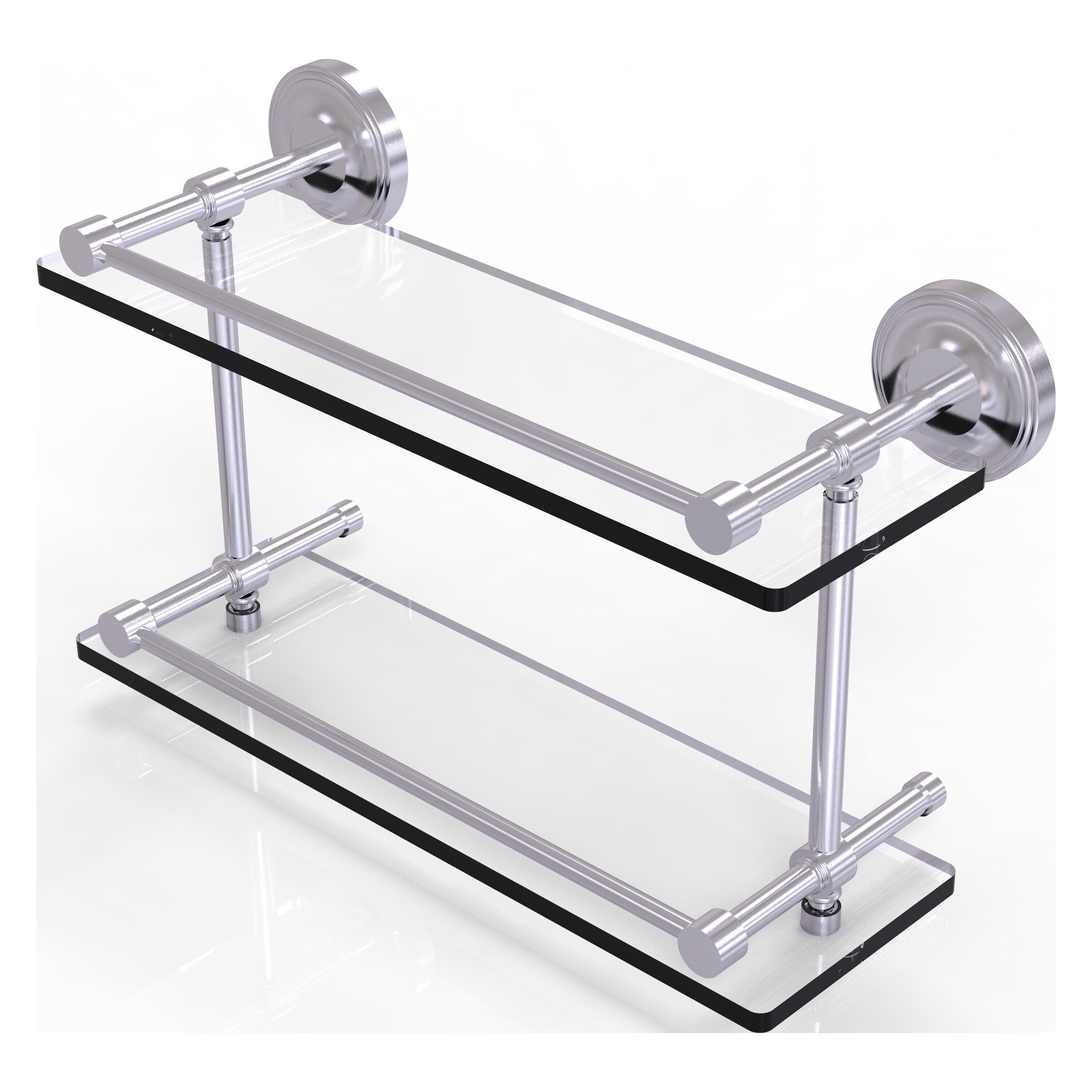 Allied Brass PRBP-2/16-GAL-SCH Prestige Regal Satin Chrome 2 -Tier Wall mount Bathroom Shelf ( 16-in x 8-in x 5-in )