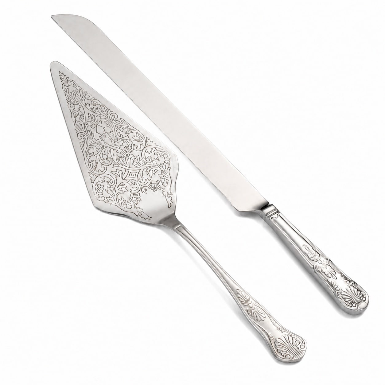 Aoibox  2 Piece Vintage Silver Stainless Steel Cake Cutting Knife and Pie Server Set for Wedding and Parties