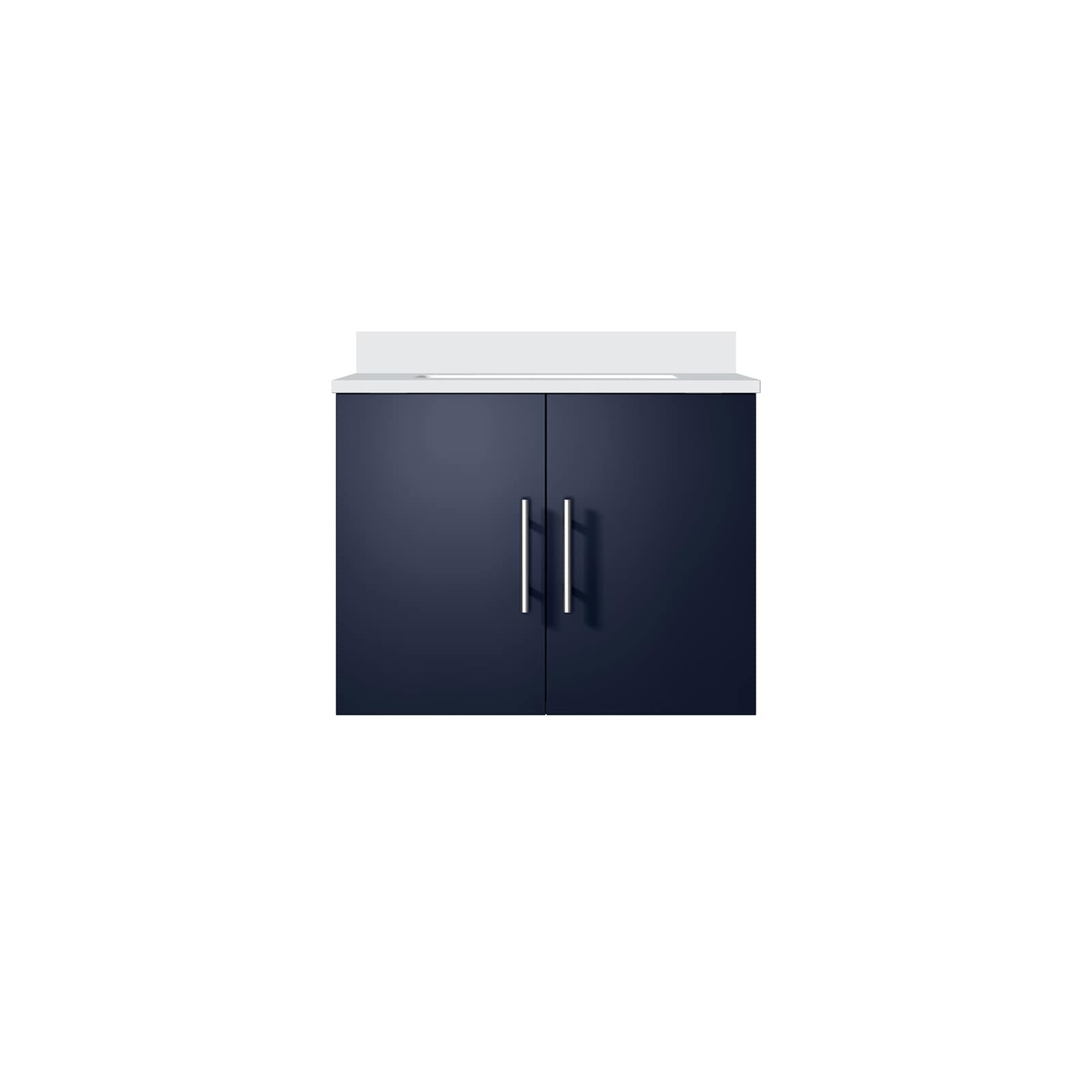 Lexora LVG24SE300 Geneva 24-in Navy Blue Undermount Single Sink Floating Bathroom Vanity with White Cultured Marble Top