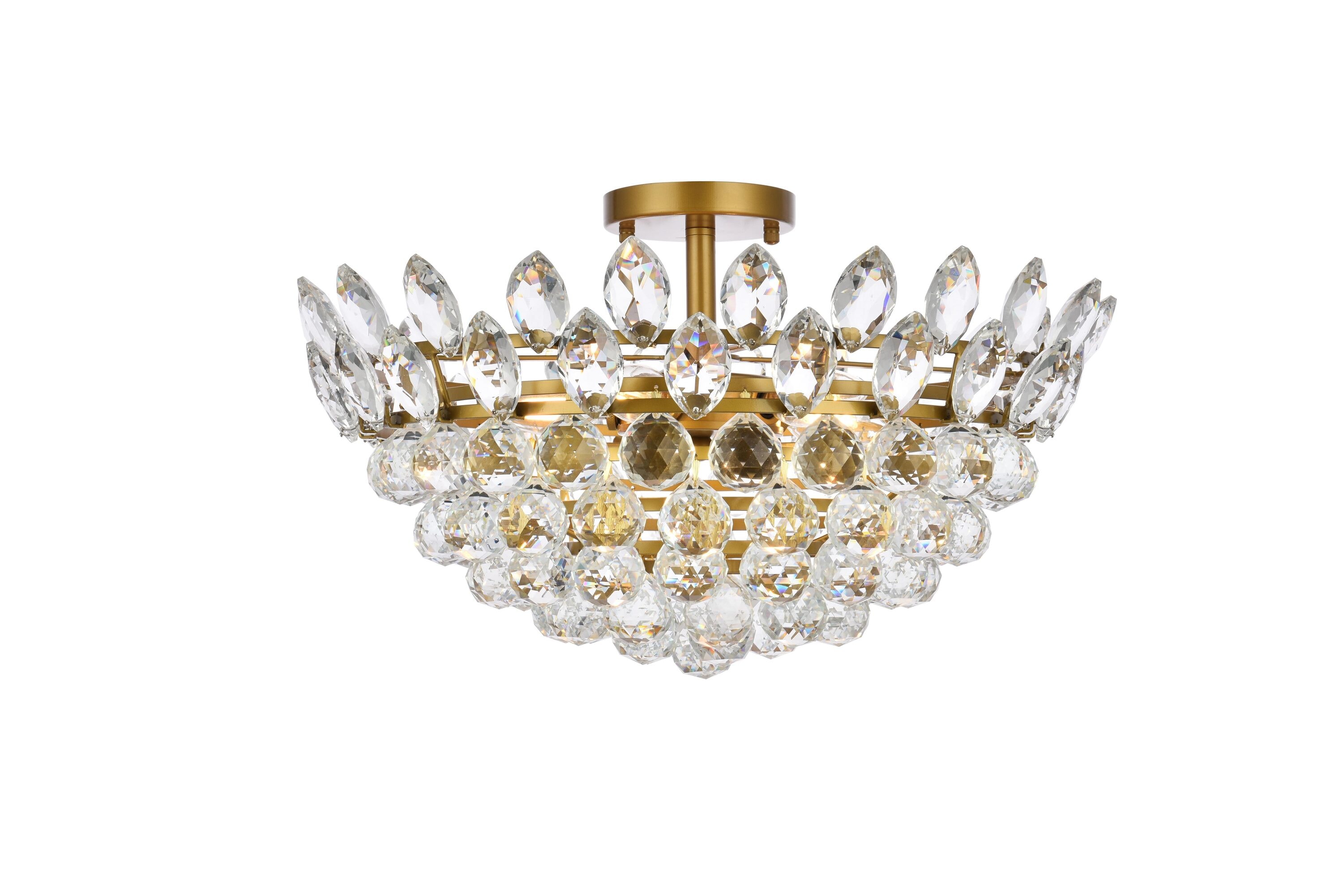 Emilia Brass and Crystal 5-Light Flush Mount