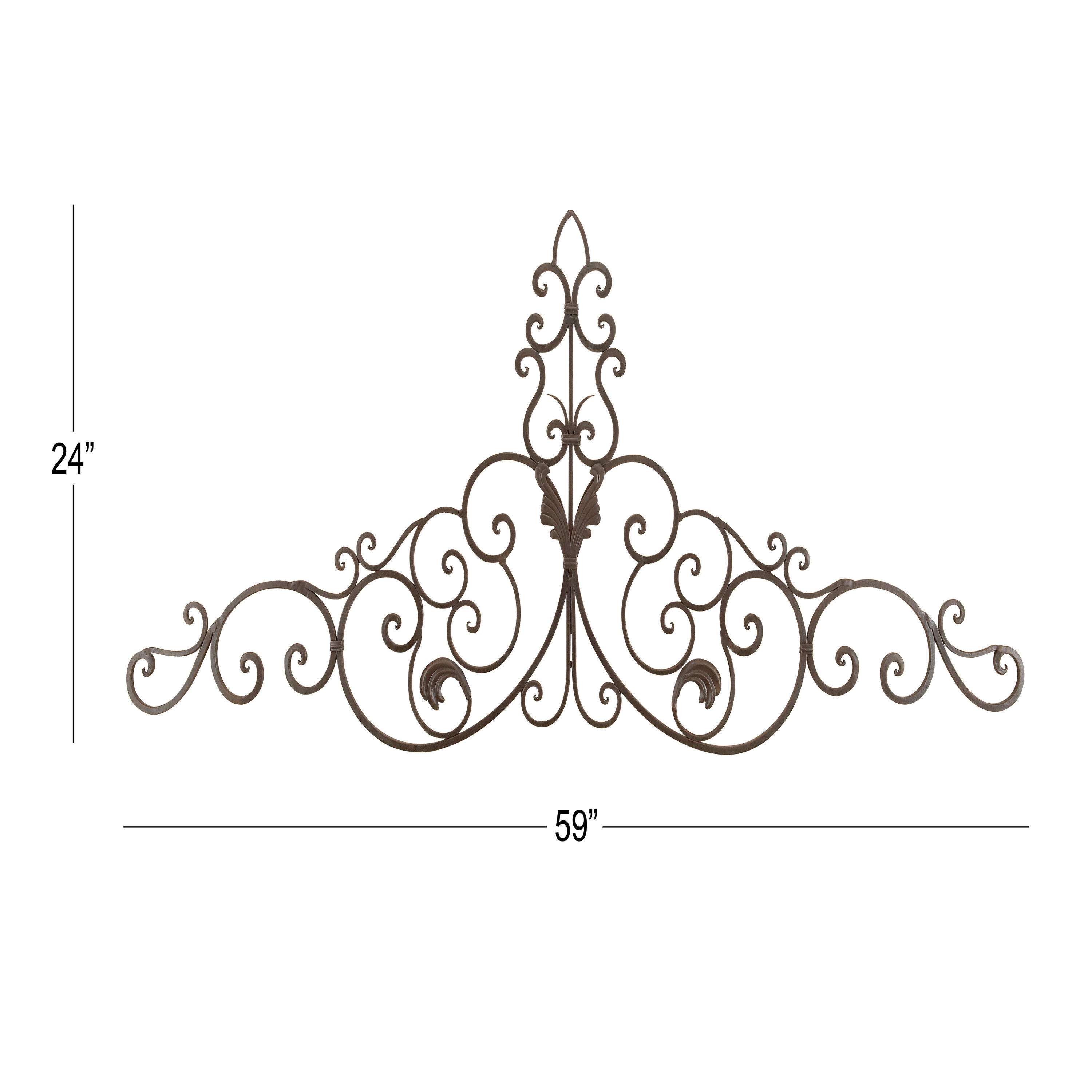 Brown Metal Rustic Floral Scroll Wall Decor, 59" x 24"