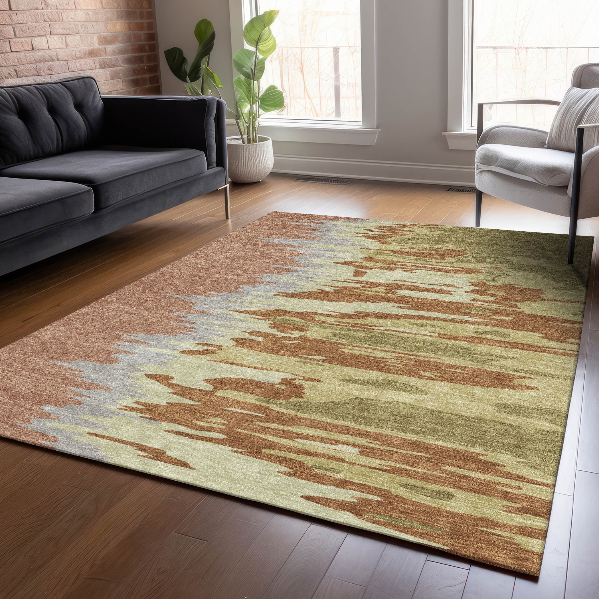 Addison Rugs ACN1050RU5X8 Chantille ACN1050RU 5 x 7 (ft) Polyester Rust Rectangular Indoor/Outdoor Geometric Machine washable Area rug