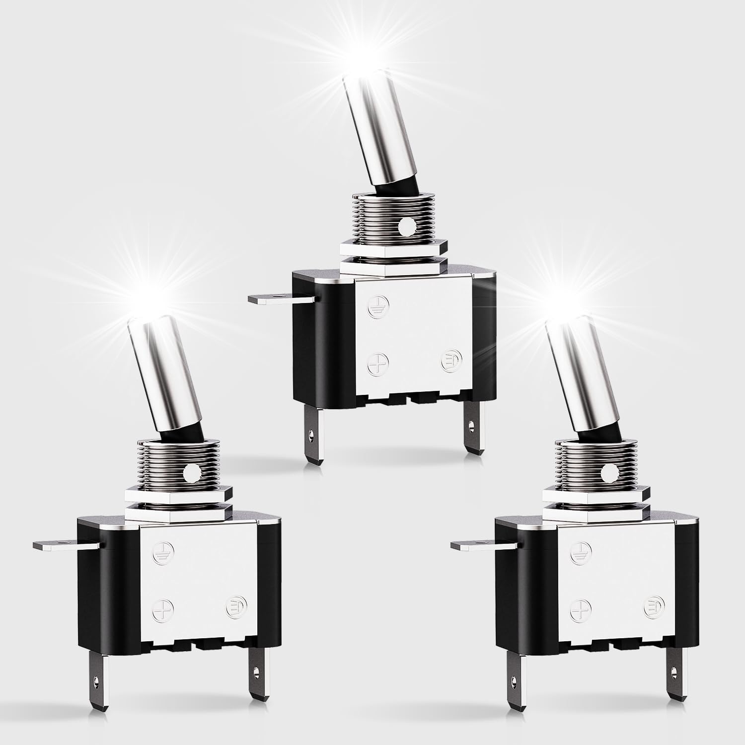 AOIZGMY 3PCS White LED Toggle Switches 12V 20A 3 Pin 2 Position ON Off ...