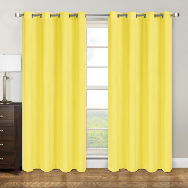 Por Home 84 In Yellow Blackout Grommet Single Curtain Panel The Curtains Ds Department At Lowes Com