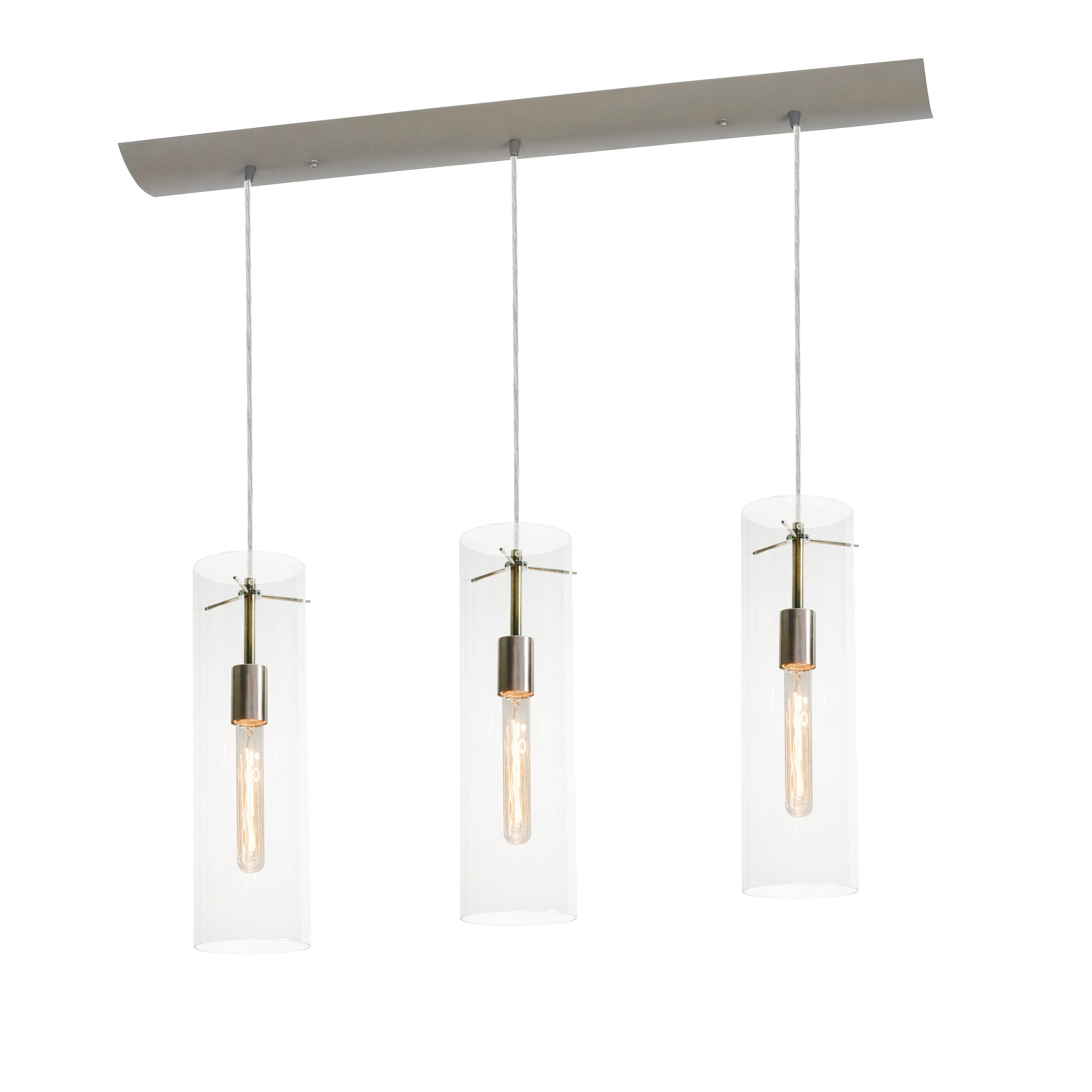 AFX VIP05MBSNCLLNR3 View 3-Light Satin Nickel Modern/Contemporary Clear Glass Cylinder Hanging Pendant Light