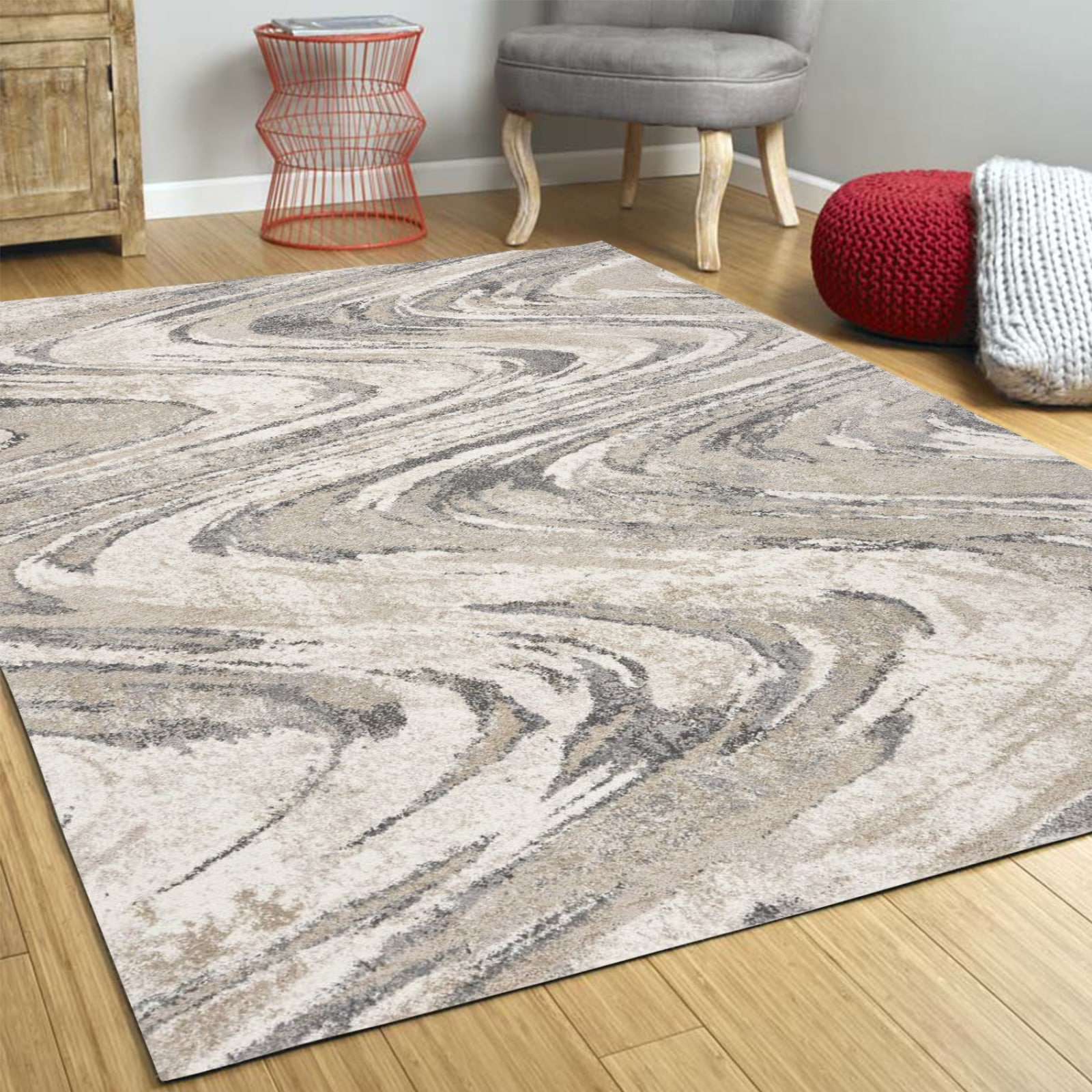 HomeRoots 352934 Bernadette 5 X 8 (ft) Rag Natural Indoor Distressed/Overdyed Area Rug