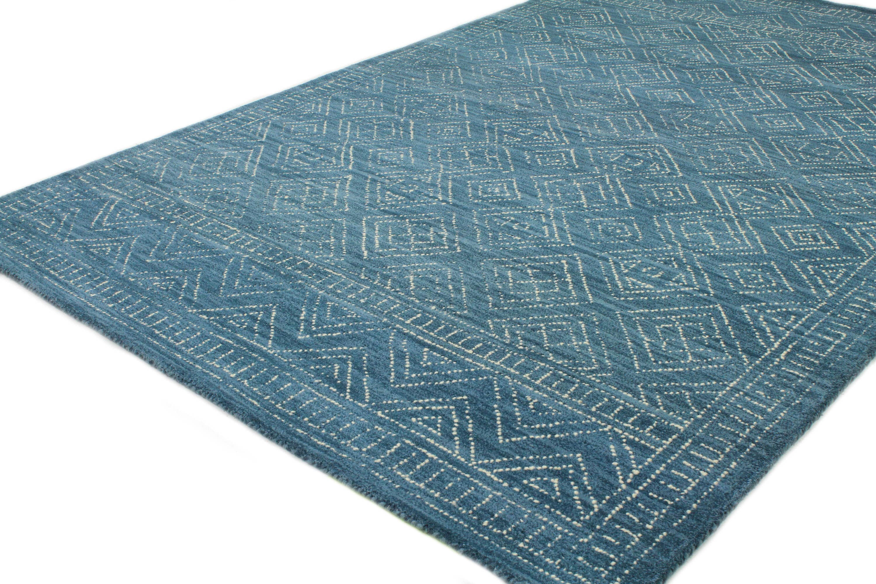 Bashian 5 X 8 (ft) Wool Azure Indoor Geometric Moroccan Area Rug At ...