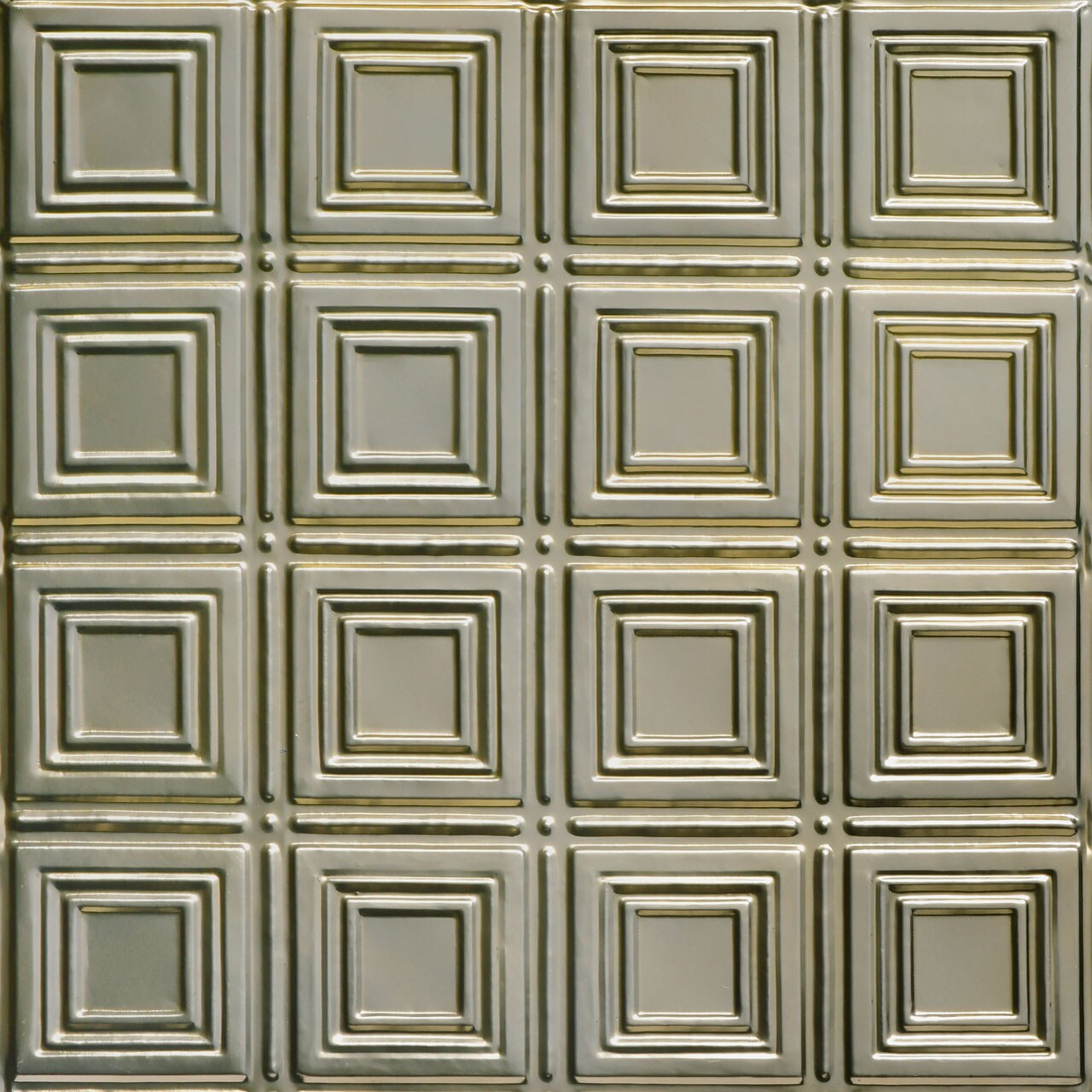 From Plain to Beautiful in Hours SKPC204-GN-24X24-D12 2-ft x 2-ft Mini Town Squares Gold Nugget Steel Drop Ceiling Tile ( 12 -Pack, 48-Sq. Feet / Case )