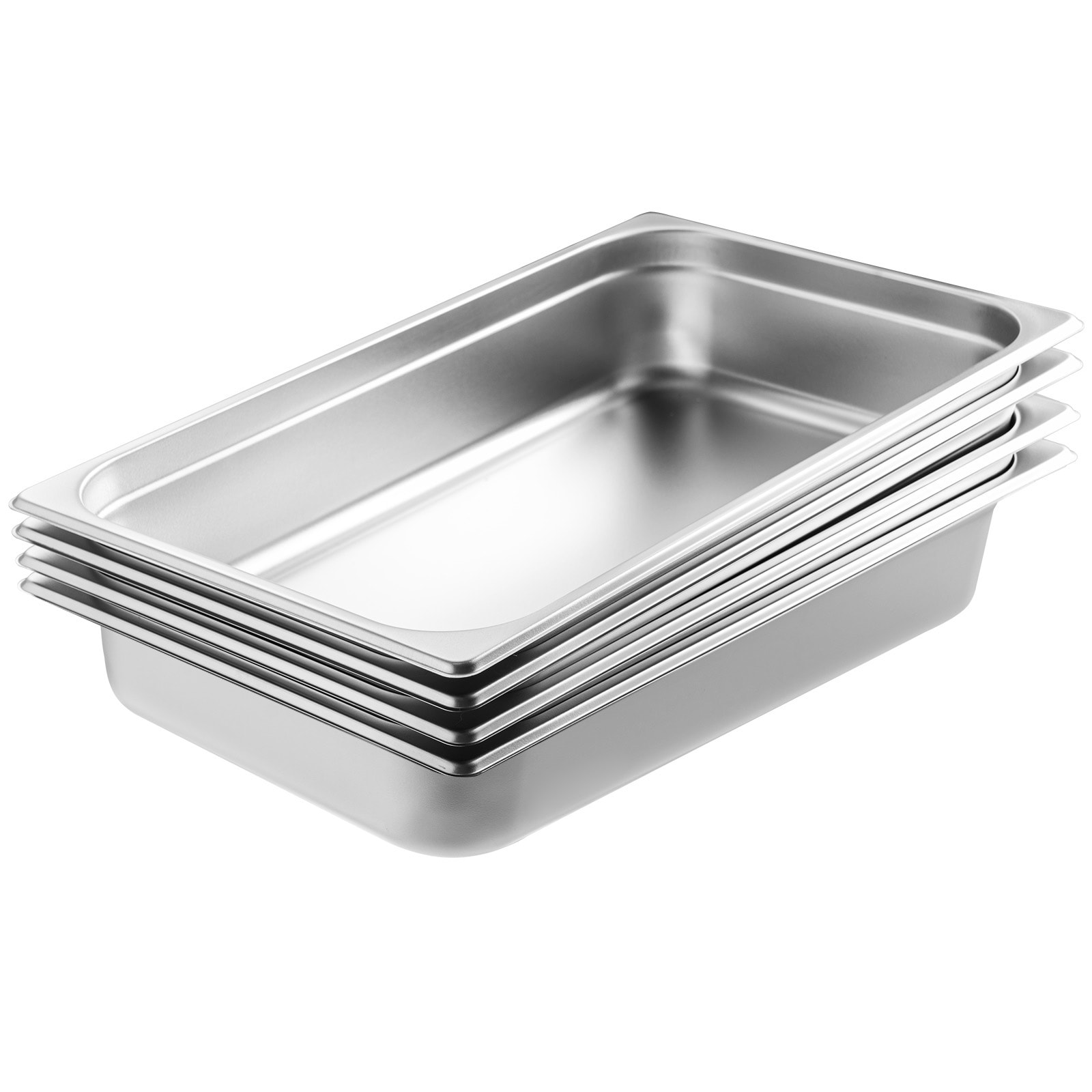 VEVOR 4 Pack Hotel Pans Full Size Anti-Jam Steam Pan with Lid 0.8mm Thick Stainless Steel Steam Table Pan 4-Inch Deep Commercial Table Pan Catering Storage Food Pan for Industrial and Scientific