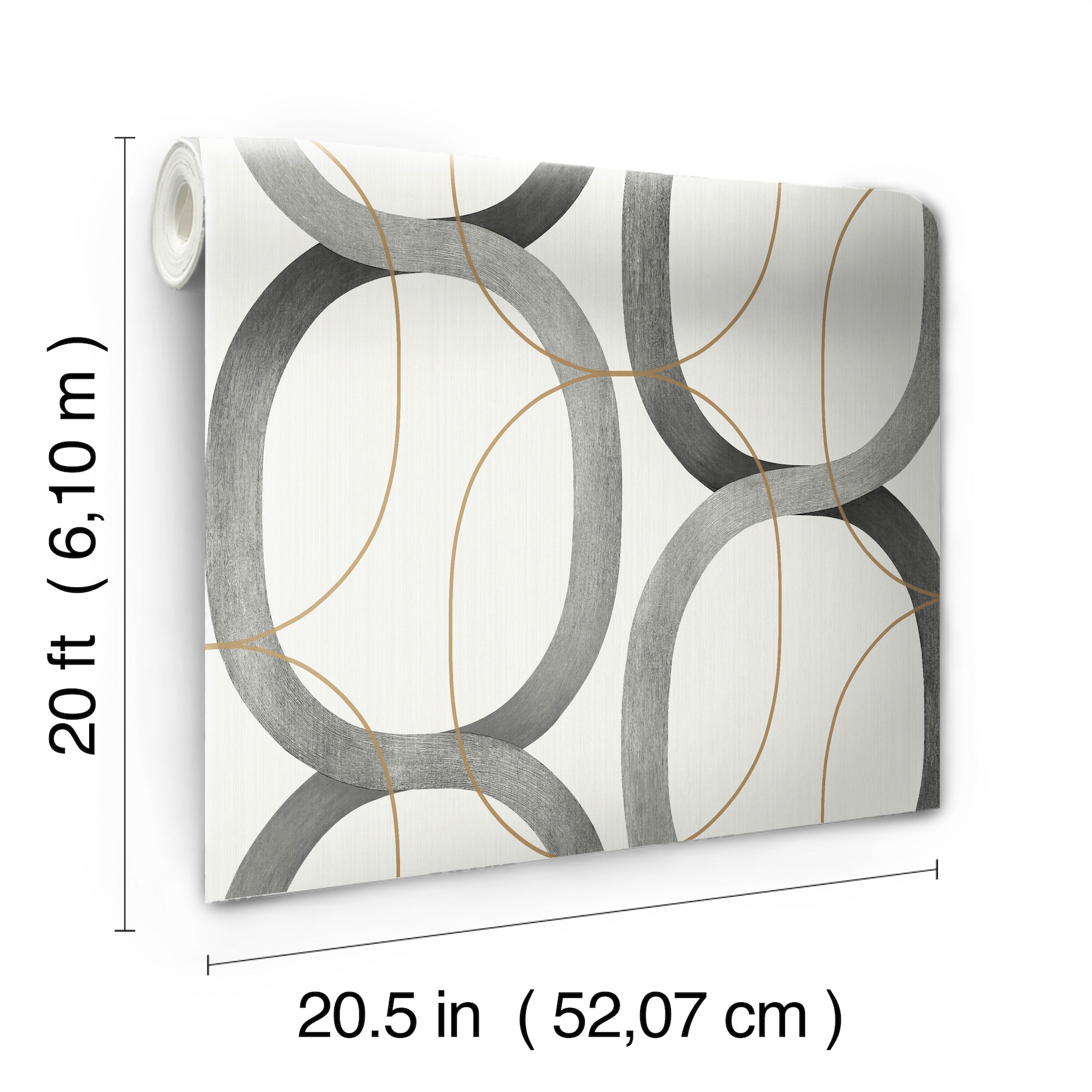 Candice Olson PSW1419RL Black and Gold Interlock Peel and Stick Wallpaper