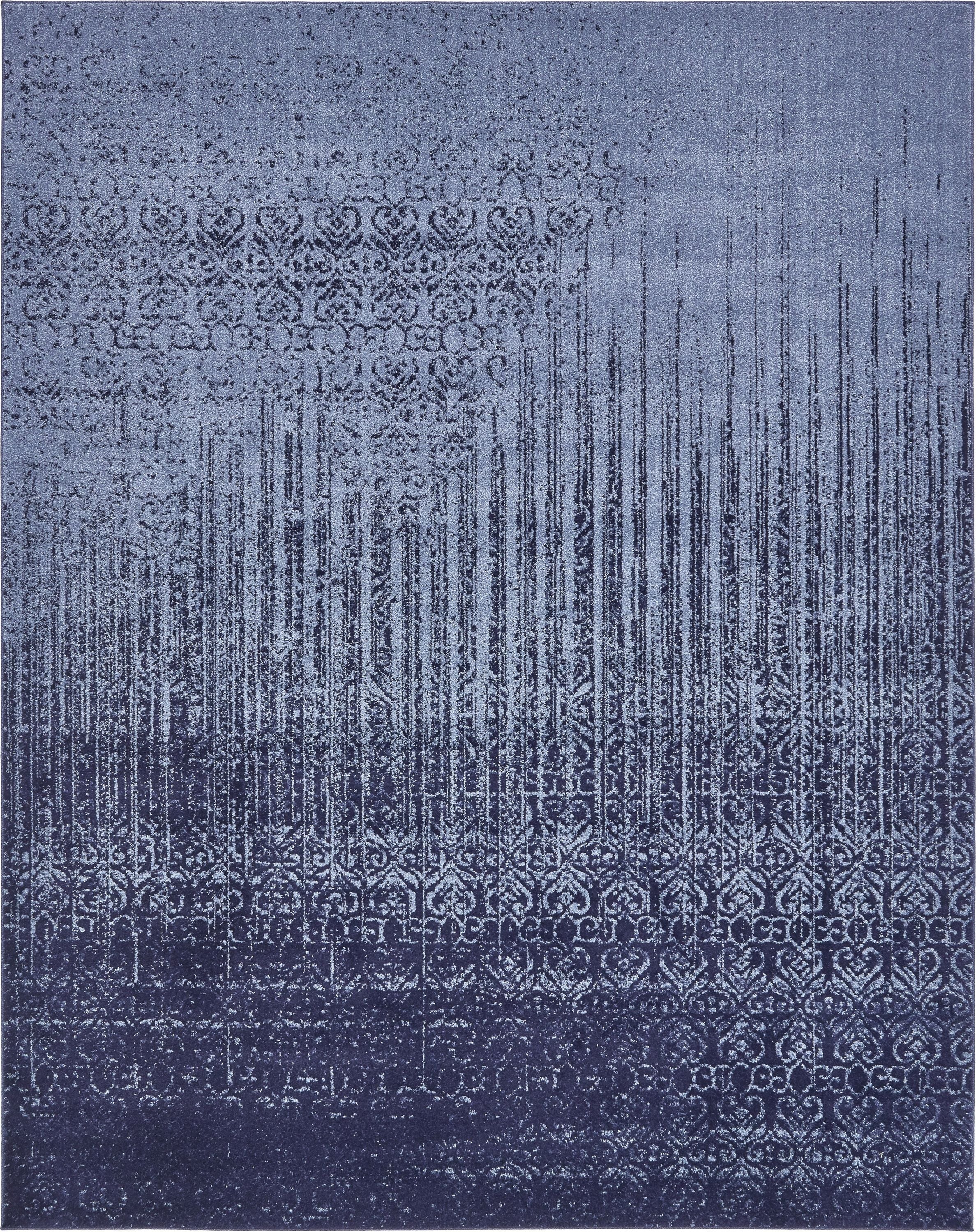 Unique Loom 3133398 Jennifer Del Mar 8 x 10 (ft) Loomed Polypropylene Blue/Navy Blue Rectangular Indoor Stripe Industrial Area rug