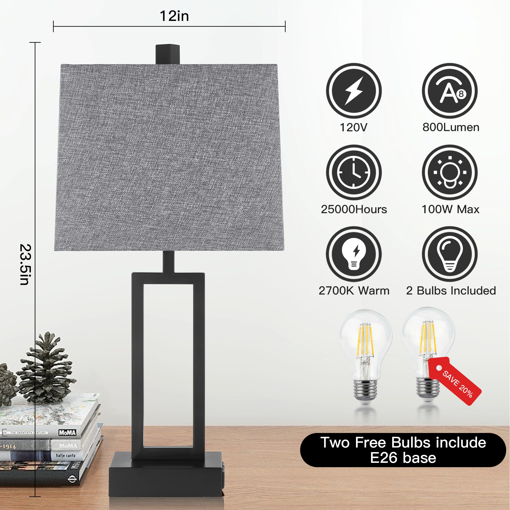 UrFurnishings TD-159 Table-Lamps - View #4