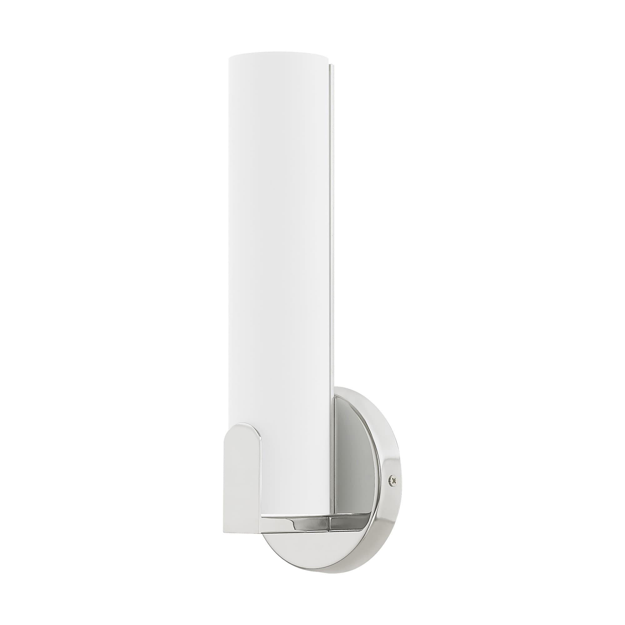 Sleek Polished Chrome LED Wall Sconce with Satin White Shade