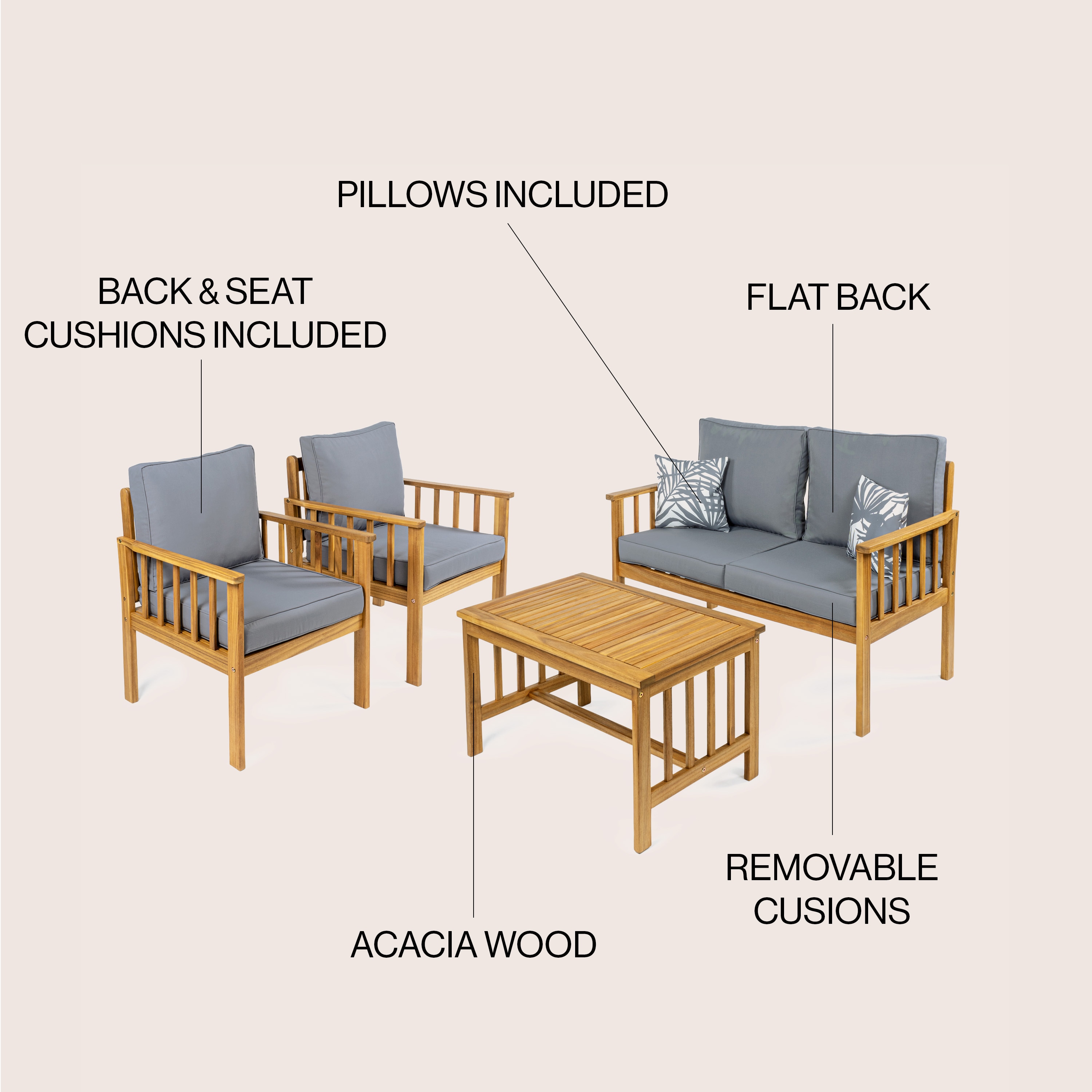JONATHAN  Y LVG1201A-4SET Patio-Conversation-Sets - View #3
