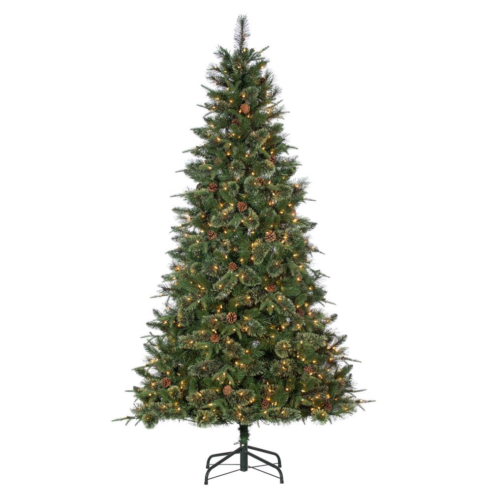 Sterling Tree Company 7-ft Balsam Fir Pre-Lit Artificial Christmas Tree ...