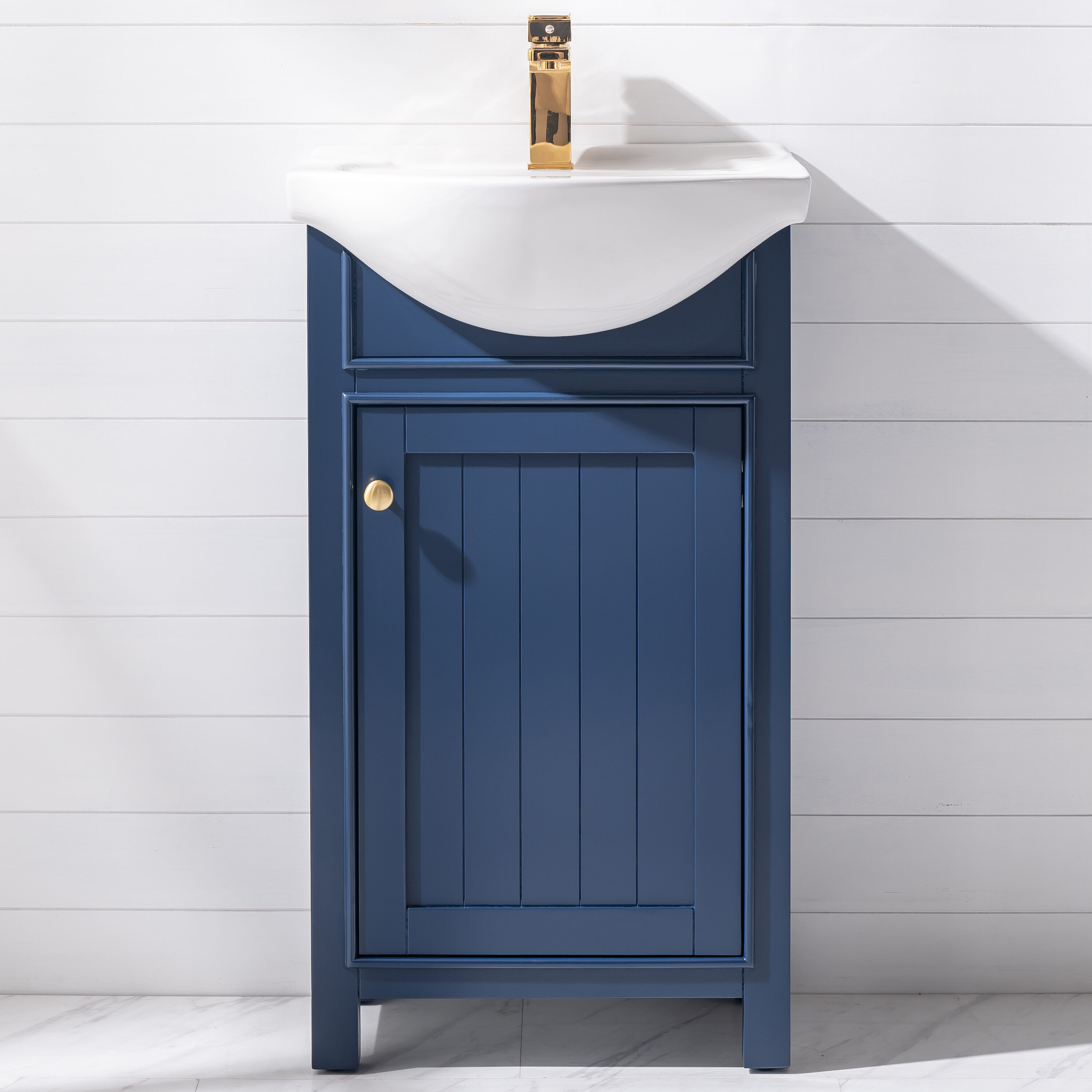 Design Element S05-20-BLU Marian 20-in Blue Single Sink Bathroom Vanity with White Porcelain Top