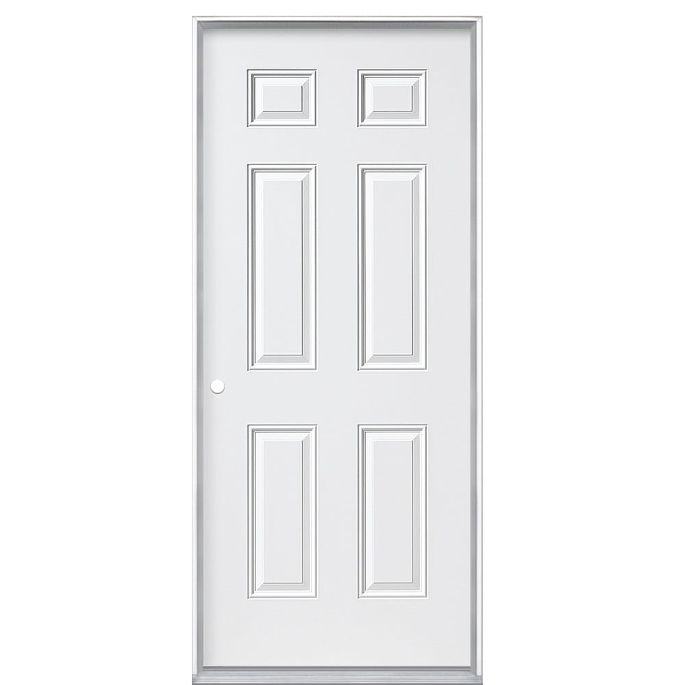 Masonite 740860 Fire Rated Doors 32-in x 80-in x 6-9/16-in Steel No glass Right-hand inswing Primed Fire Rated Prehung Front Door Solid core
