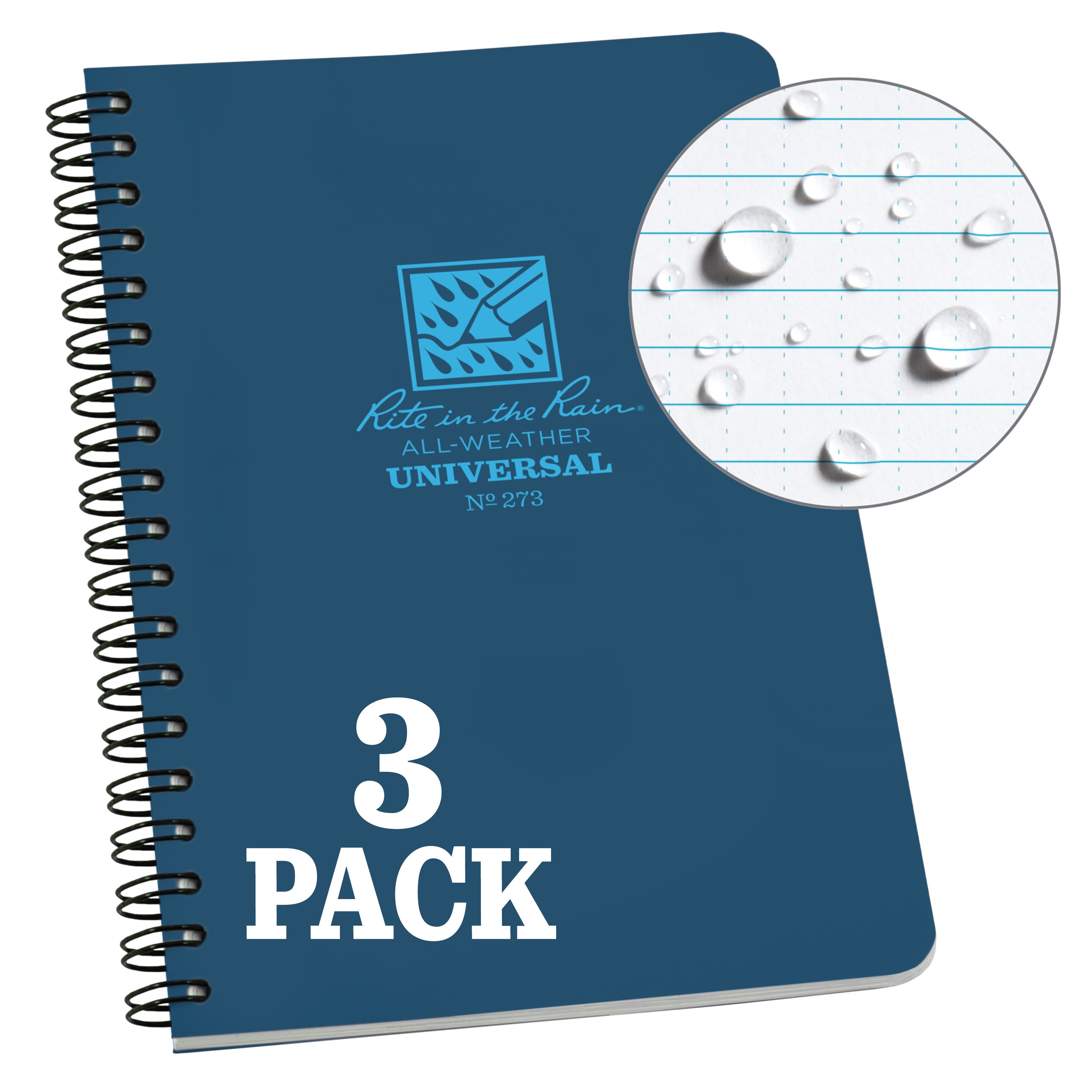 Rite in the Rain 273L3 3-Pack Blue 4-7/8-in x 7-in Notepad
