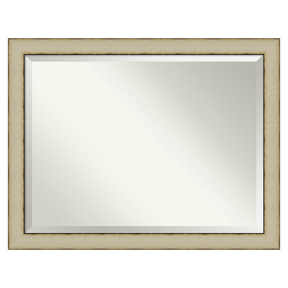 Amanti Art DSW4093386 Rusted Cream Frame Collection 45-in x 35-in Distressed Cream Bathroom Vanity Mirror