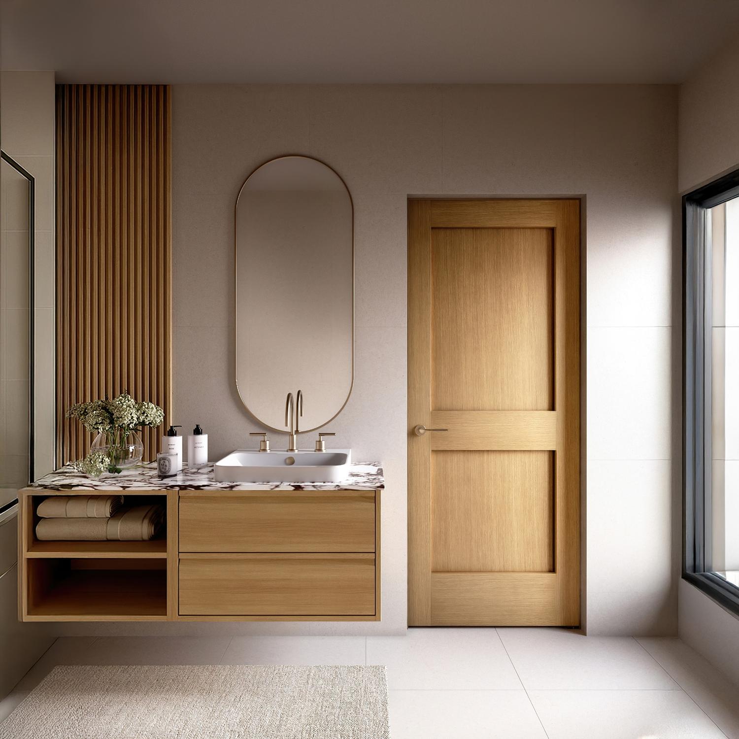 ETO DOORS Montecito 32 in. x 96 in. No Bore Solid Hybrid Core White Oak ...