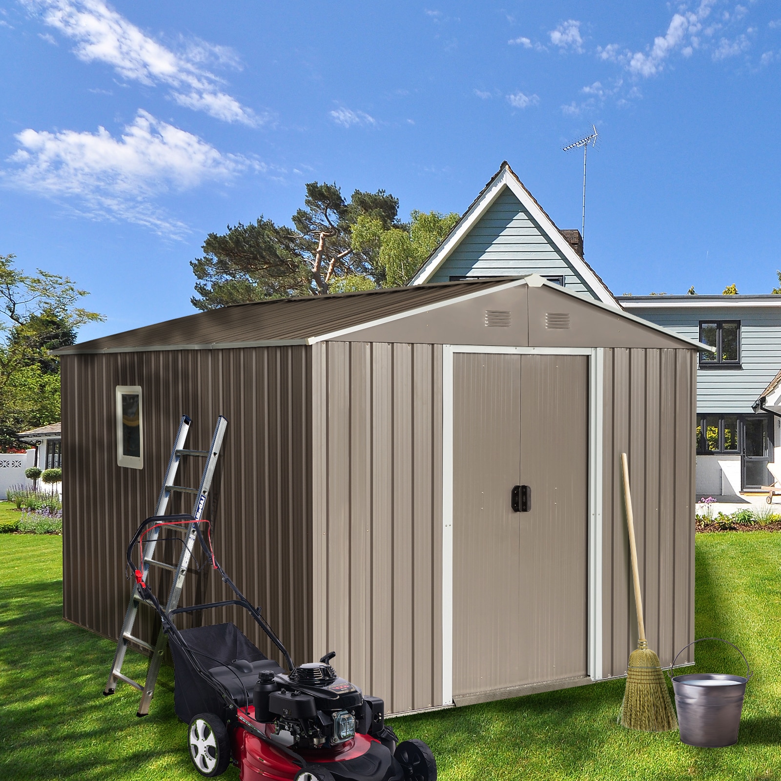 Xspracer ML-OS22WS 9.58-ft x 7.42-ft Galvanized steel Storage Shed