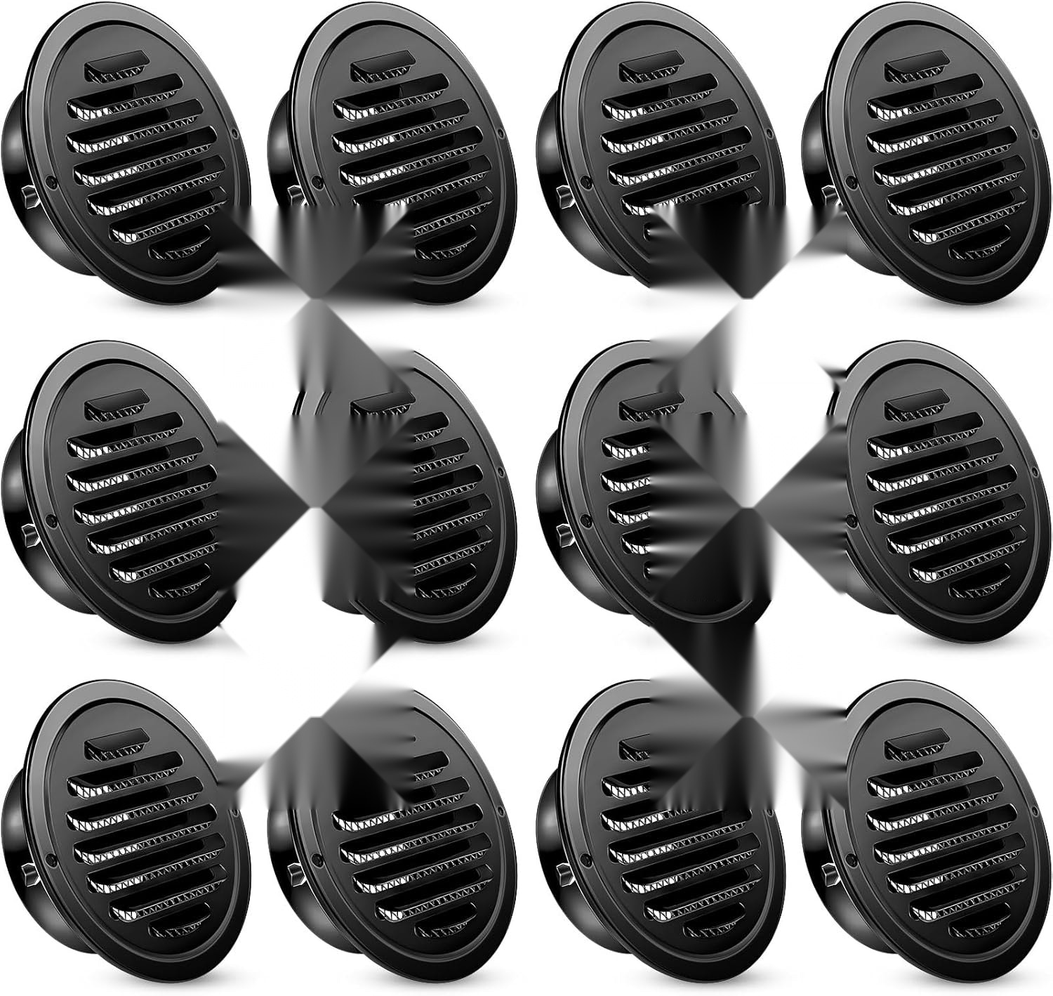 Etokfoks  12 Pack 4 Inch Black Round Stainless Steel Soffit Exhaust Vent Covers With 45 Degree Louvers Mesh For 4 Inch Anti Rust Hoses