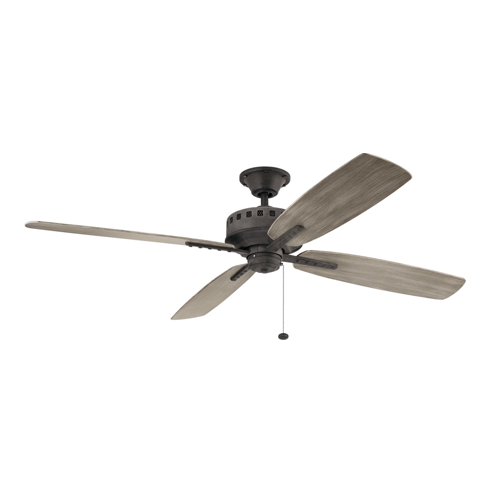 Kichler 310165WZC Eads 65-in Outdoor Weathered Zinc with Weathered Medium Oak Blades Ceiling Fan Without Light ( 4 -Blade )